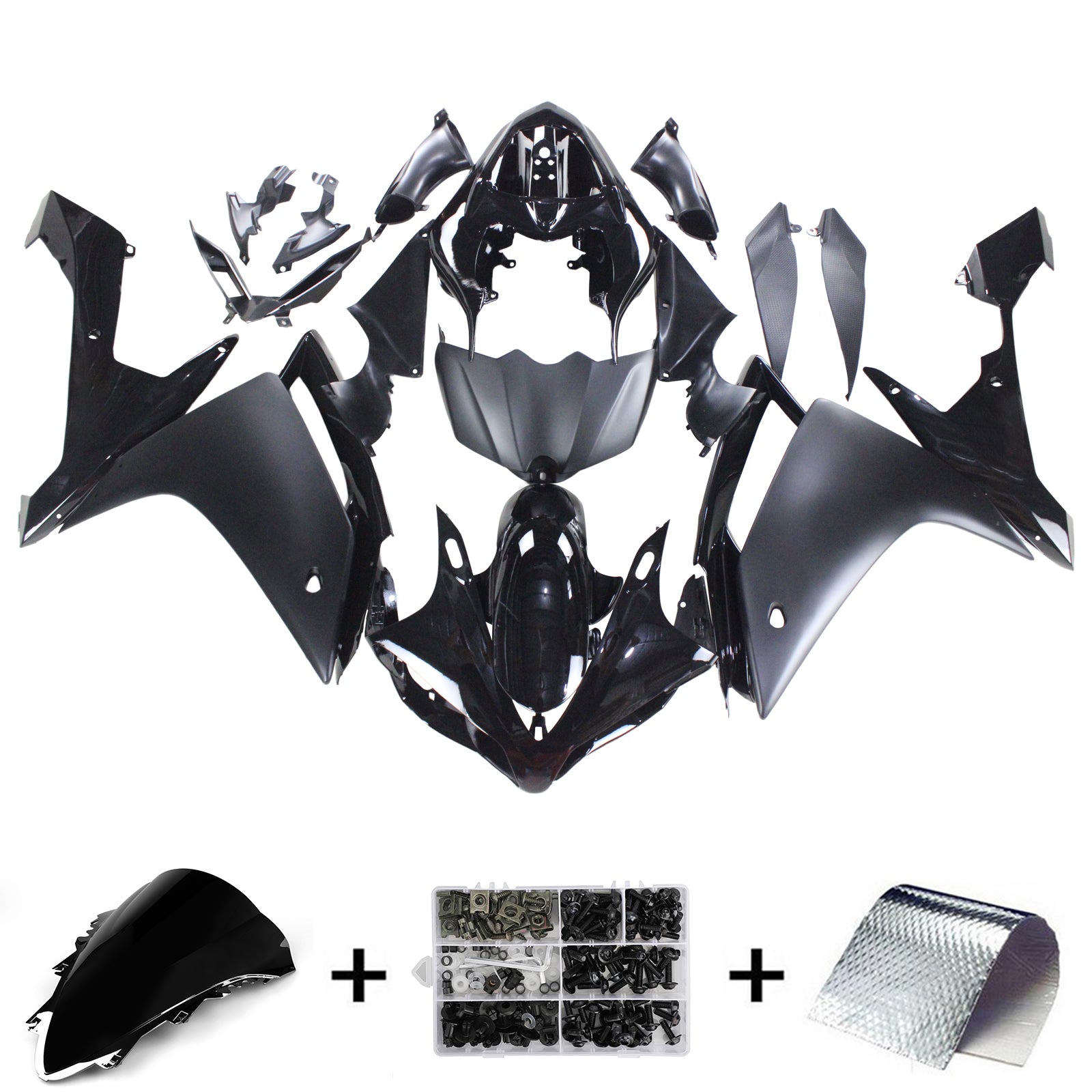 Amotopart Yamaha 2007-2008 YZF 1000 R1 Black Fairing Kit