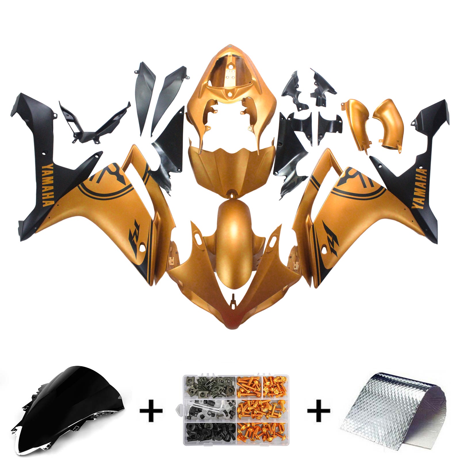 Amotopart Yamaha 2007-2008 YZF 1000 R1 Gold Fairing Kit