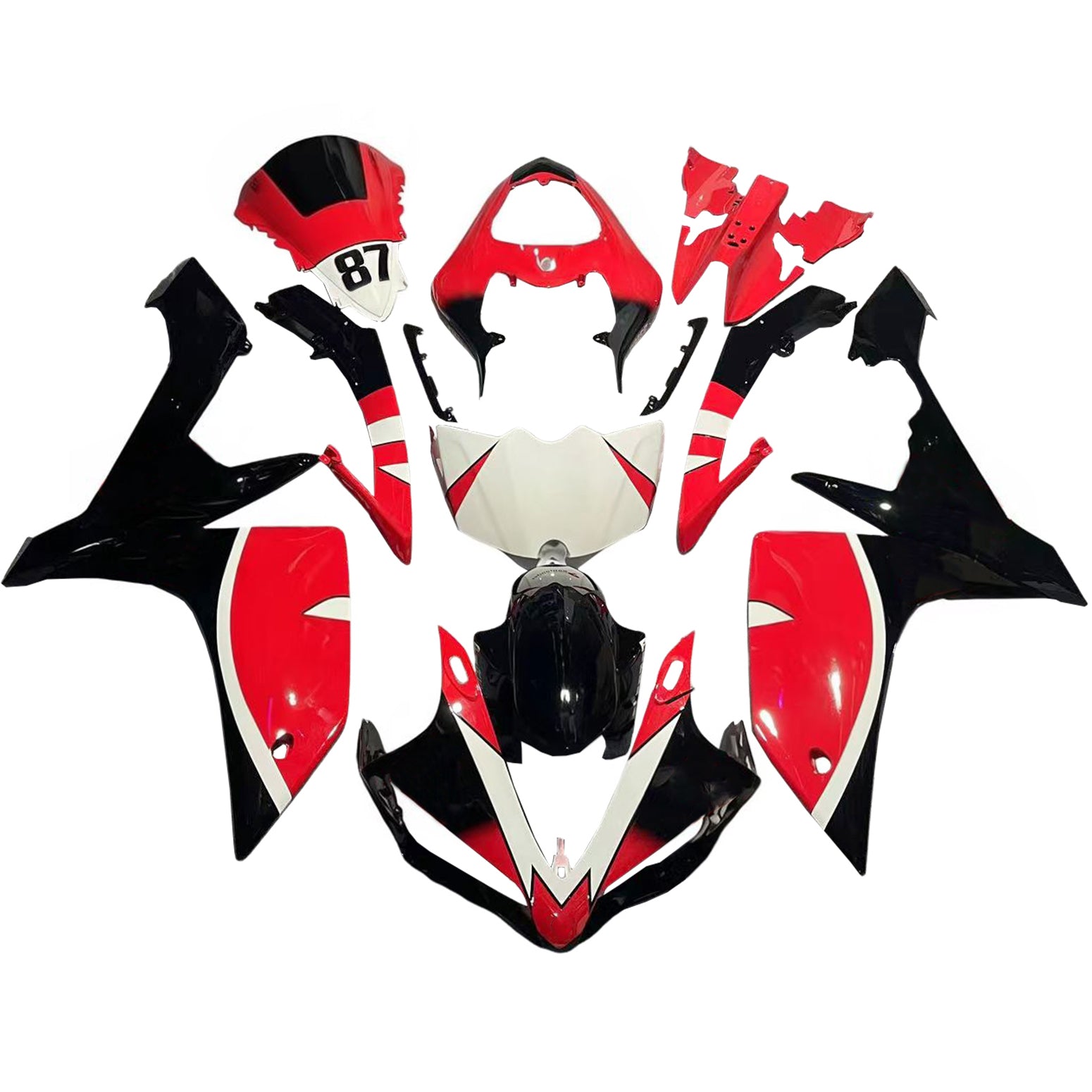 Amotopart Yamaha 2007-2008 YZF 1000 R1 Red Black Fairing Kit