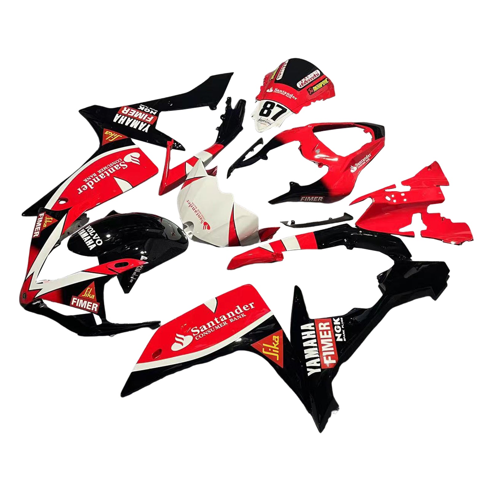 Amotopart Yamaha 2007-2008 YZF 1000 R1 Red Black Fairing Kit