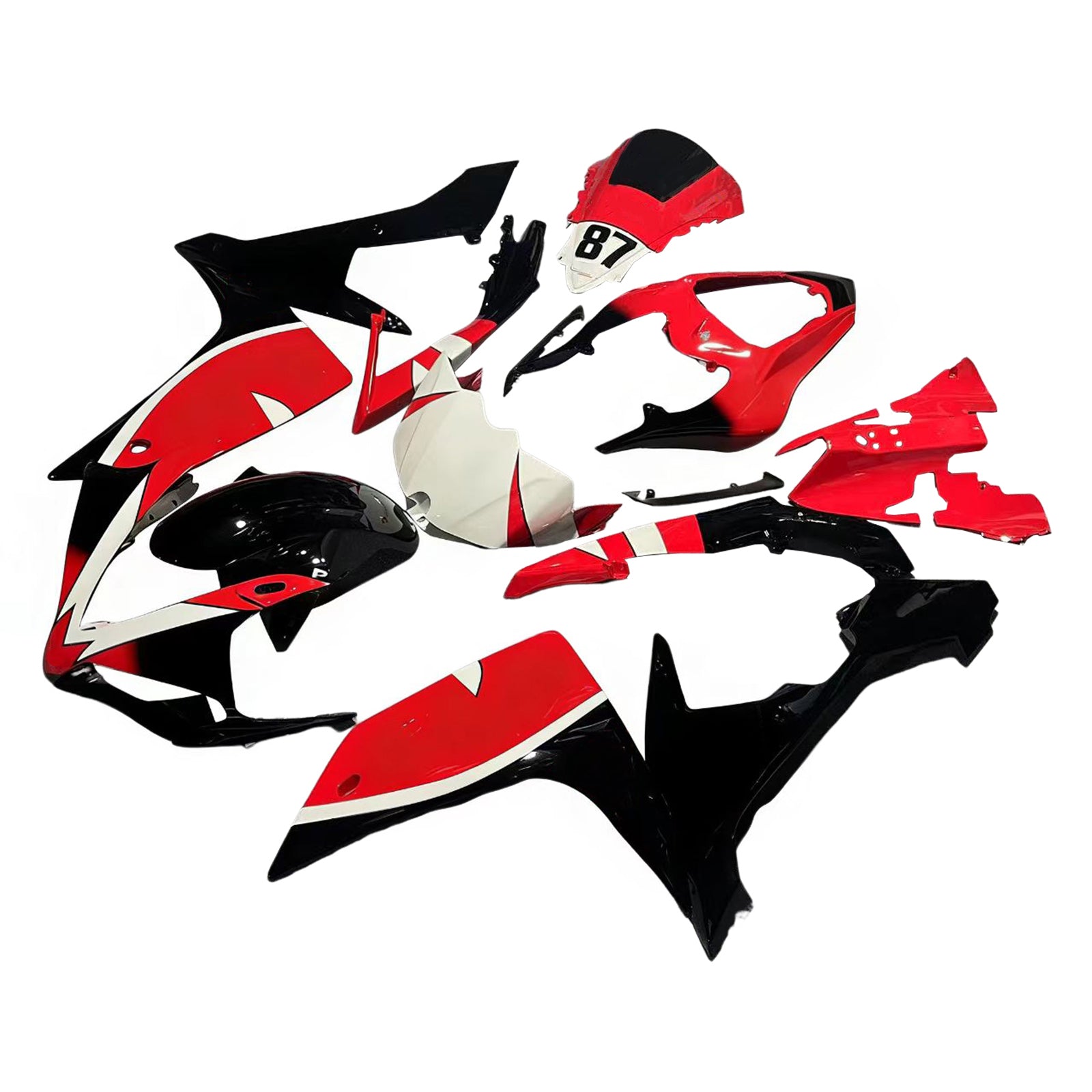 Amotopart Yamaha 2007-2008 YZF 1000 R1 Kit de carenado rojo negro