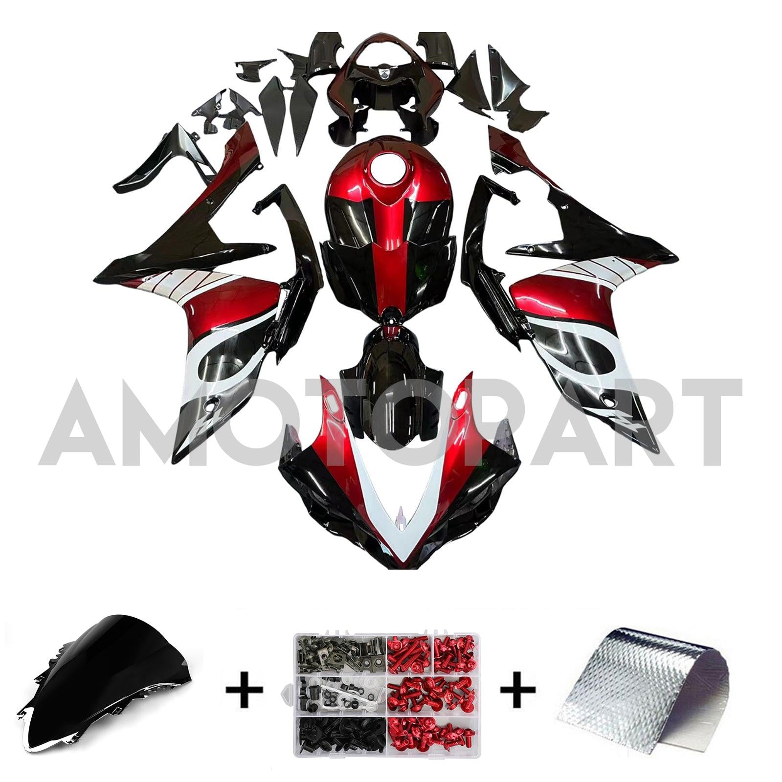 Amotopart Yamaha YZF 1000 R1 2007-2008 Red&Black Fairing Kit