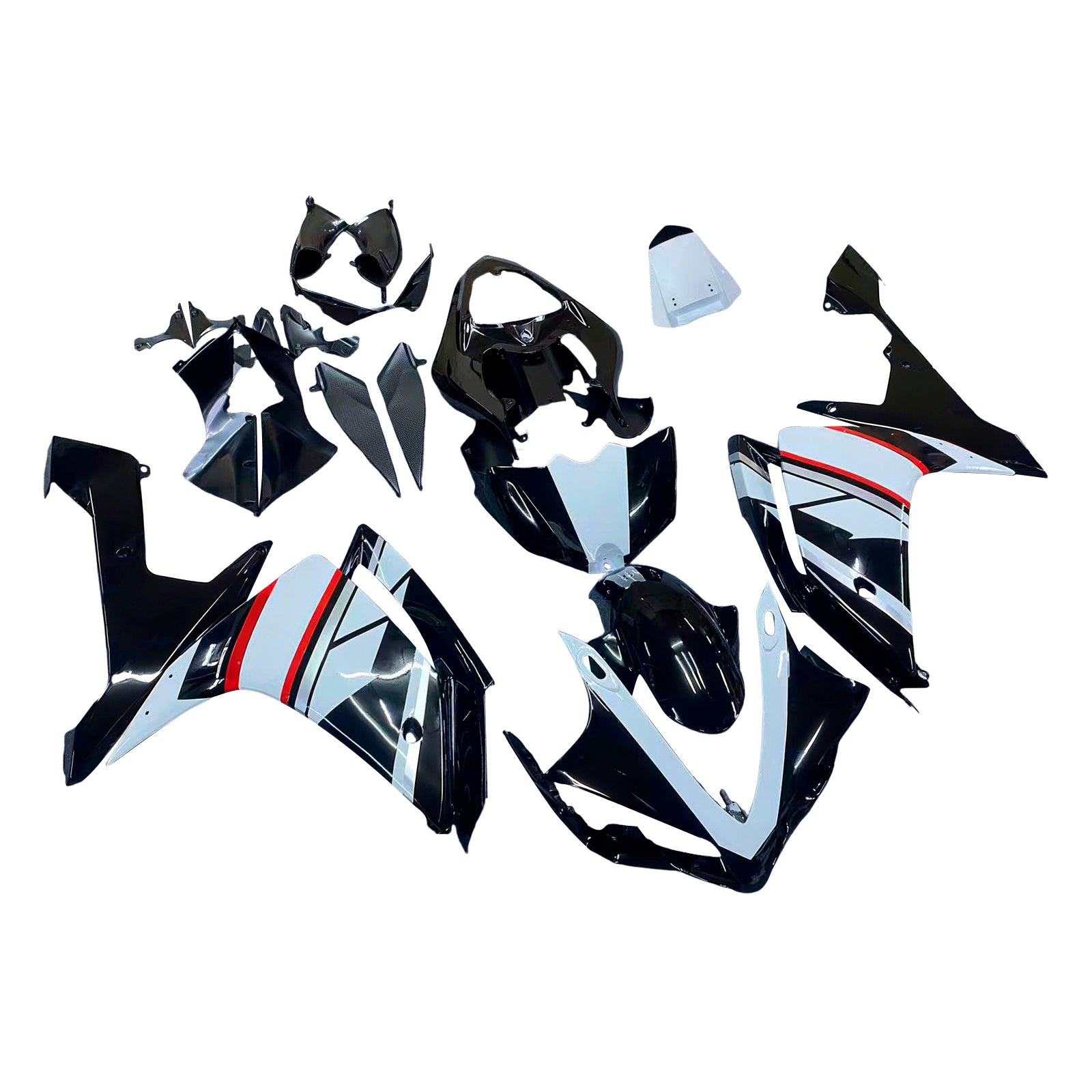 Amotopart Yamaha YZF 1000 R1 2007-2008 Black White Fairing Kit