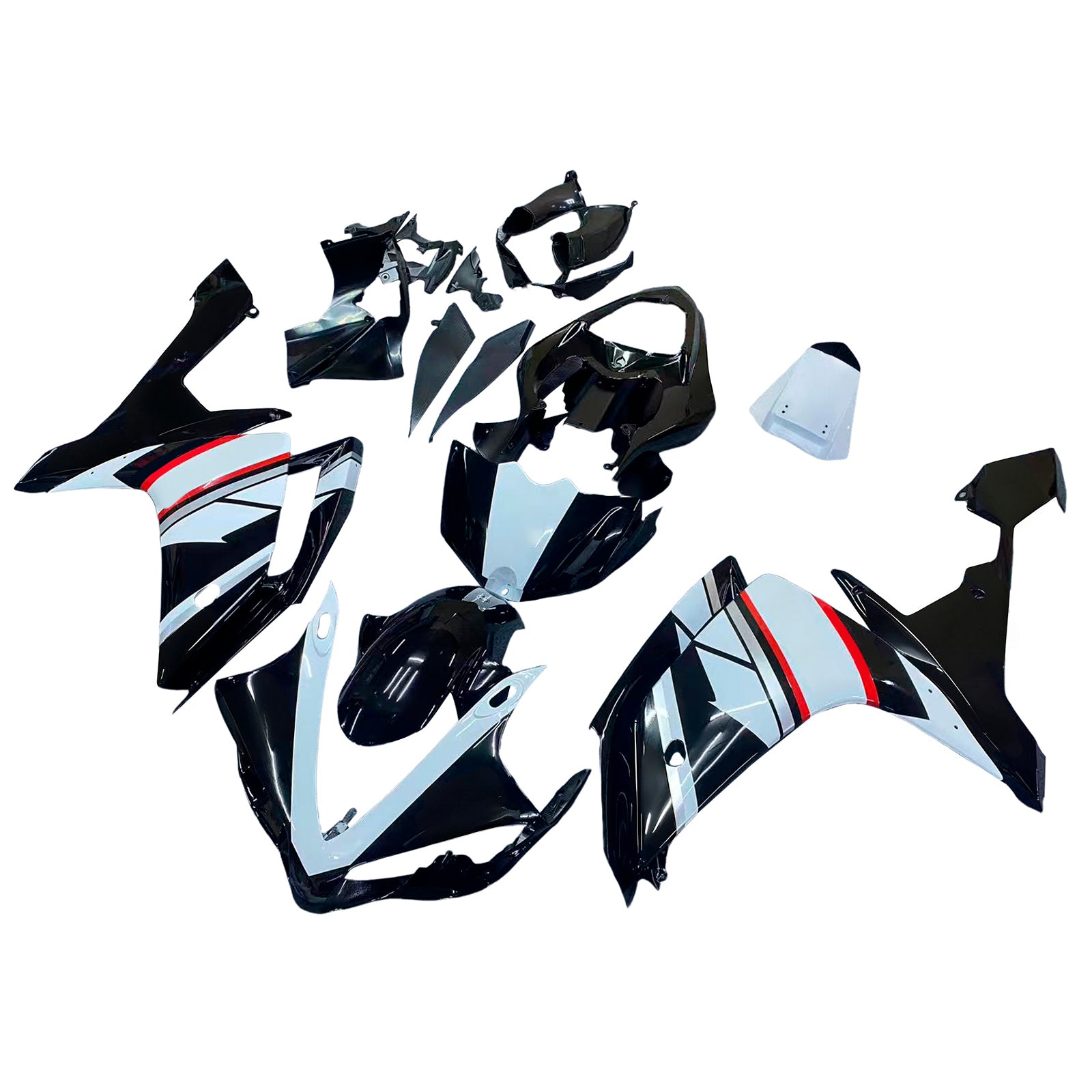 Amotopart Yamaha YZF 1000 R1 2007-2008 Black White Fairing Kit