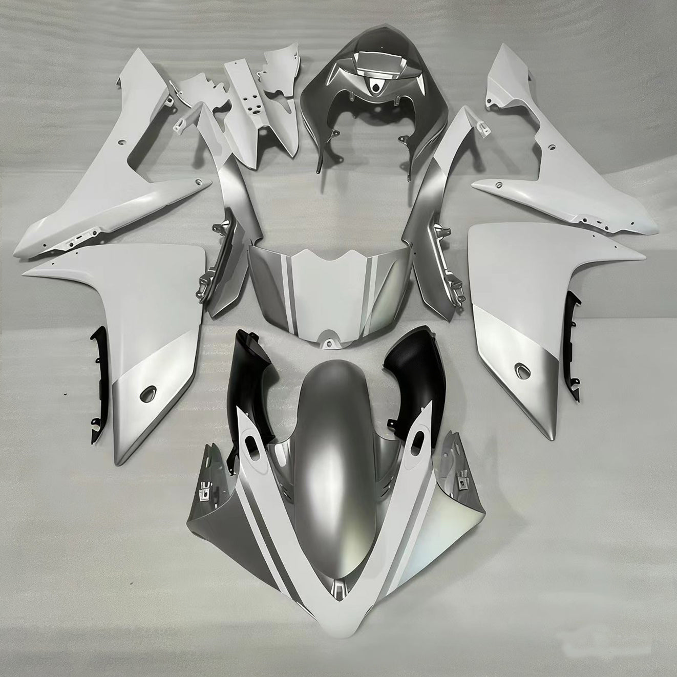 Amotopart 2007–2008 Yamaha YZF 1000 R1 Weiß&Silberner Verkleidungssatz