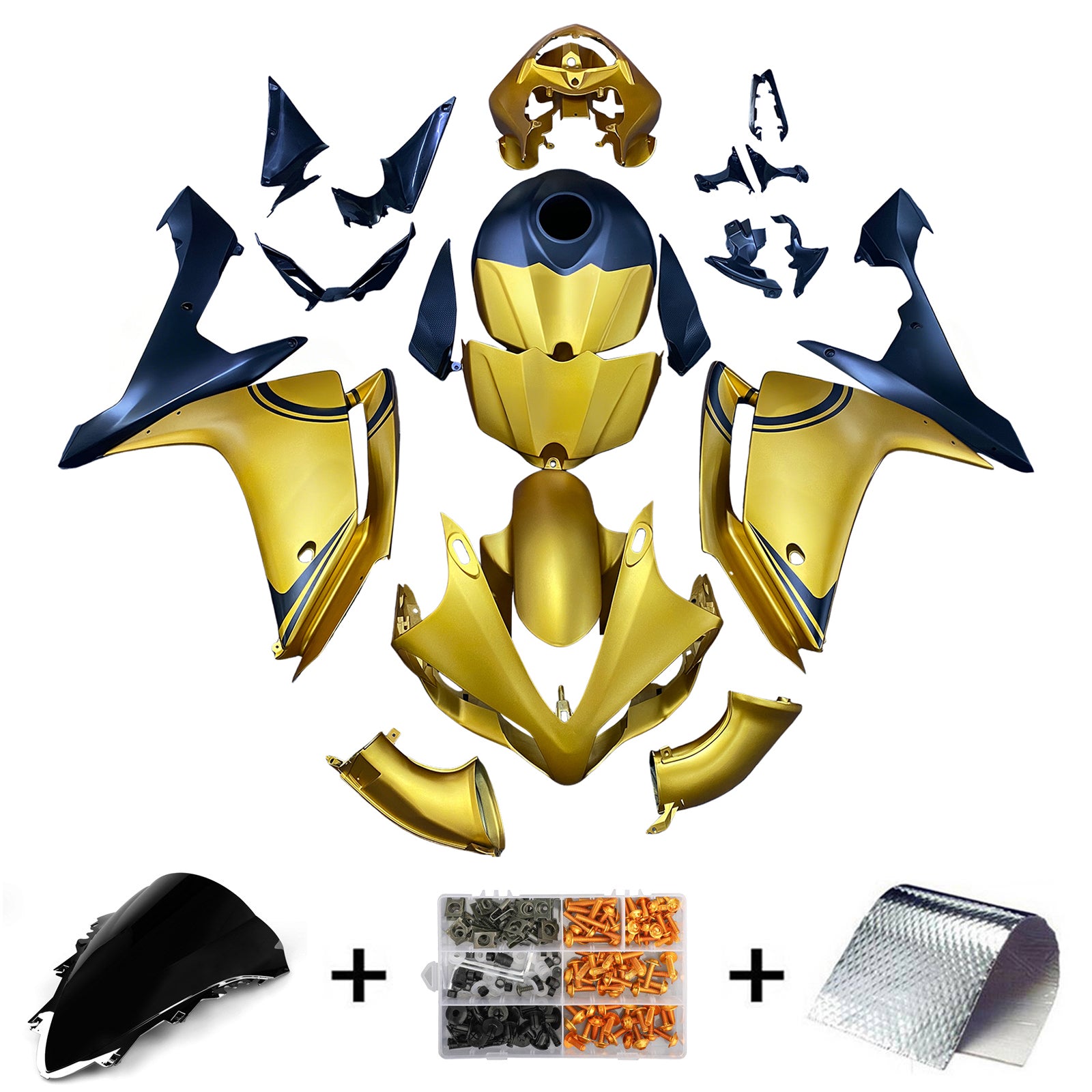 Amotopart 2007-2008 Yamaha Yzf 1000 R1 Kit de carénage en or mat