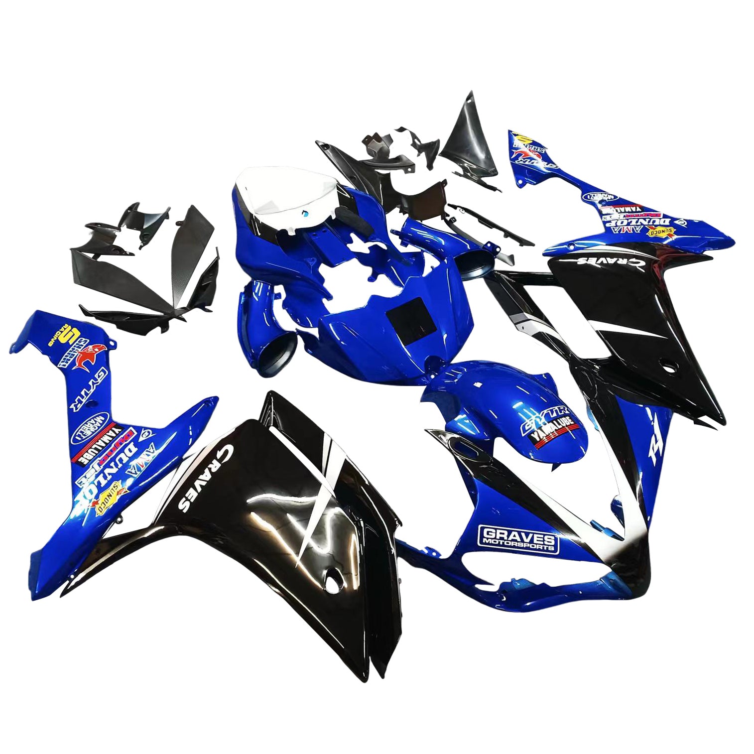 Amotopart 2007-2008 Yamaha YZF 1000 R1 Blue&Black with Logo Fairing Kit