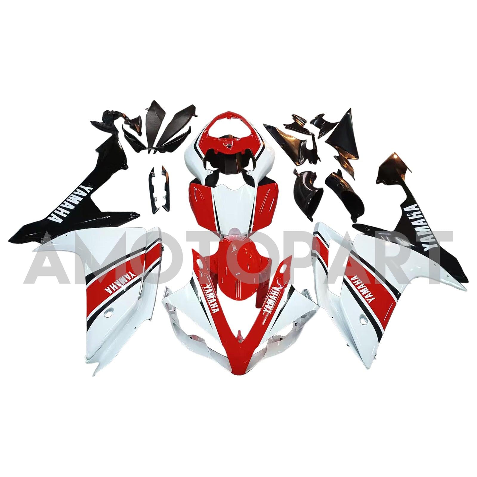 Amotopart 2007-2008 ヤマハ YZF 1000 R1 レッド&ホワイト フェアリングキット