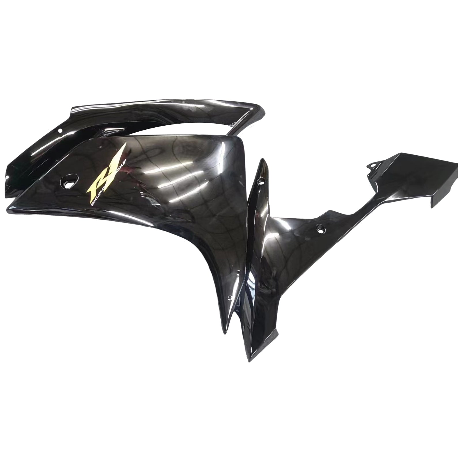 Amotopart 2007-2008 Yamaha YZF 1000 R1 Gloss Black with Gold Logo Fairing Kit