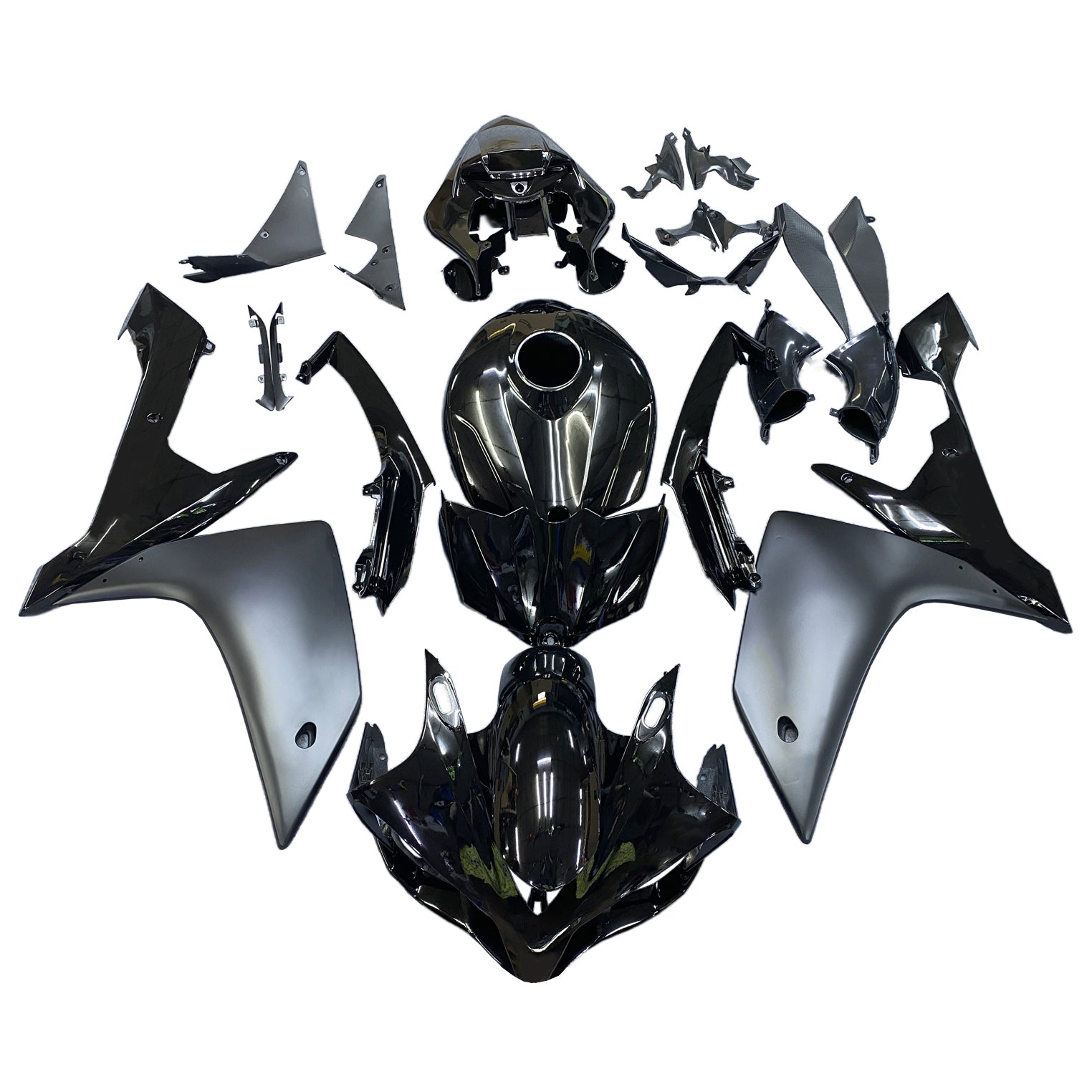 Amotopart 2007-2008 Yamaha YZF 1000 R1 Gloss Black with Matte Grey Fairing Kit