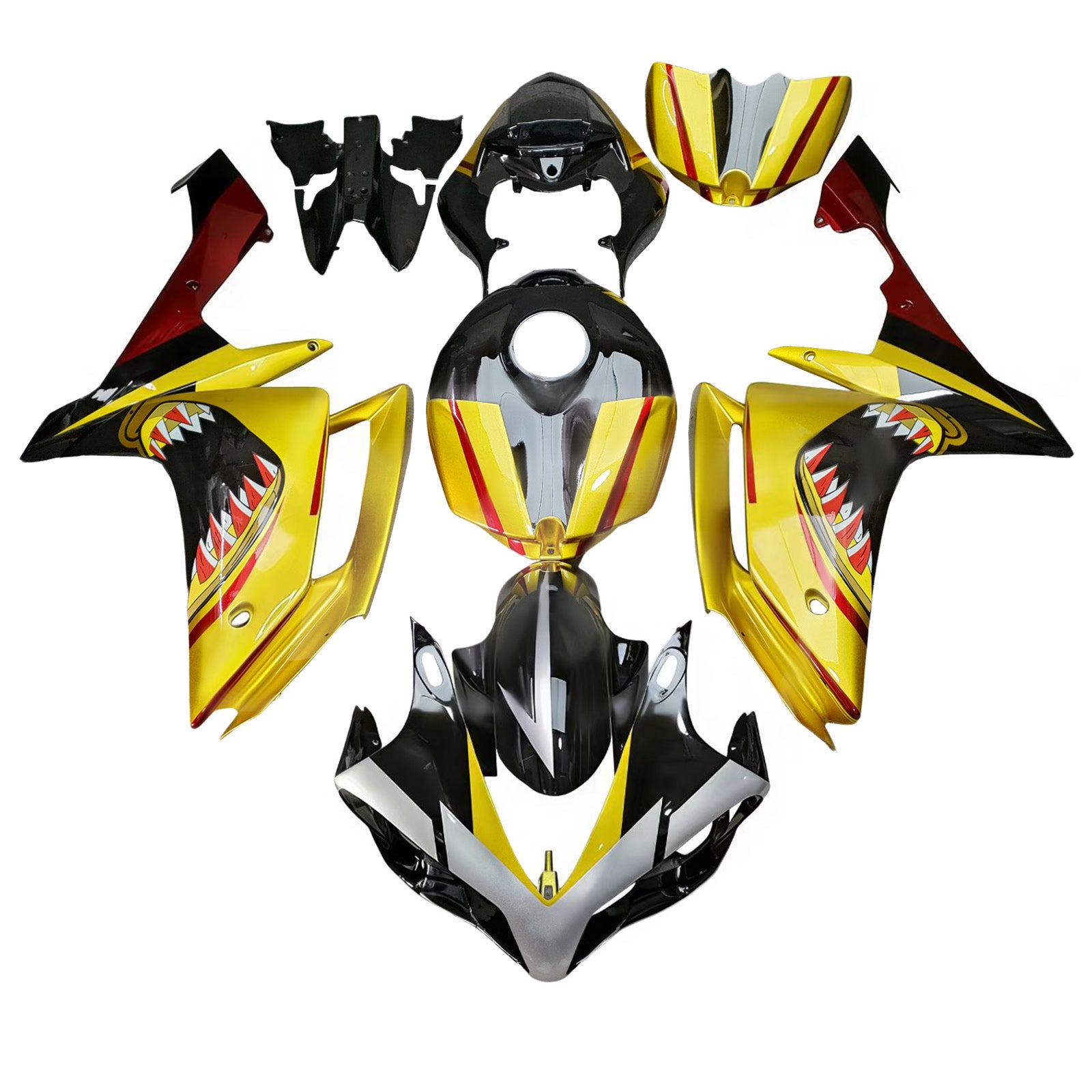 Amotopart 2007-2008 Yamaha YZF-R1 Black Yellow Fairing Kit