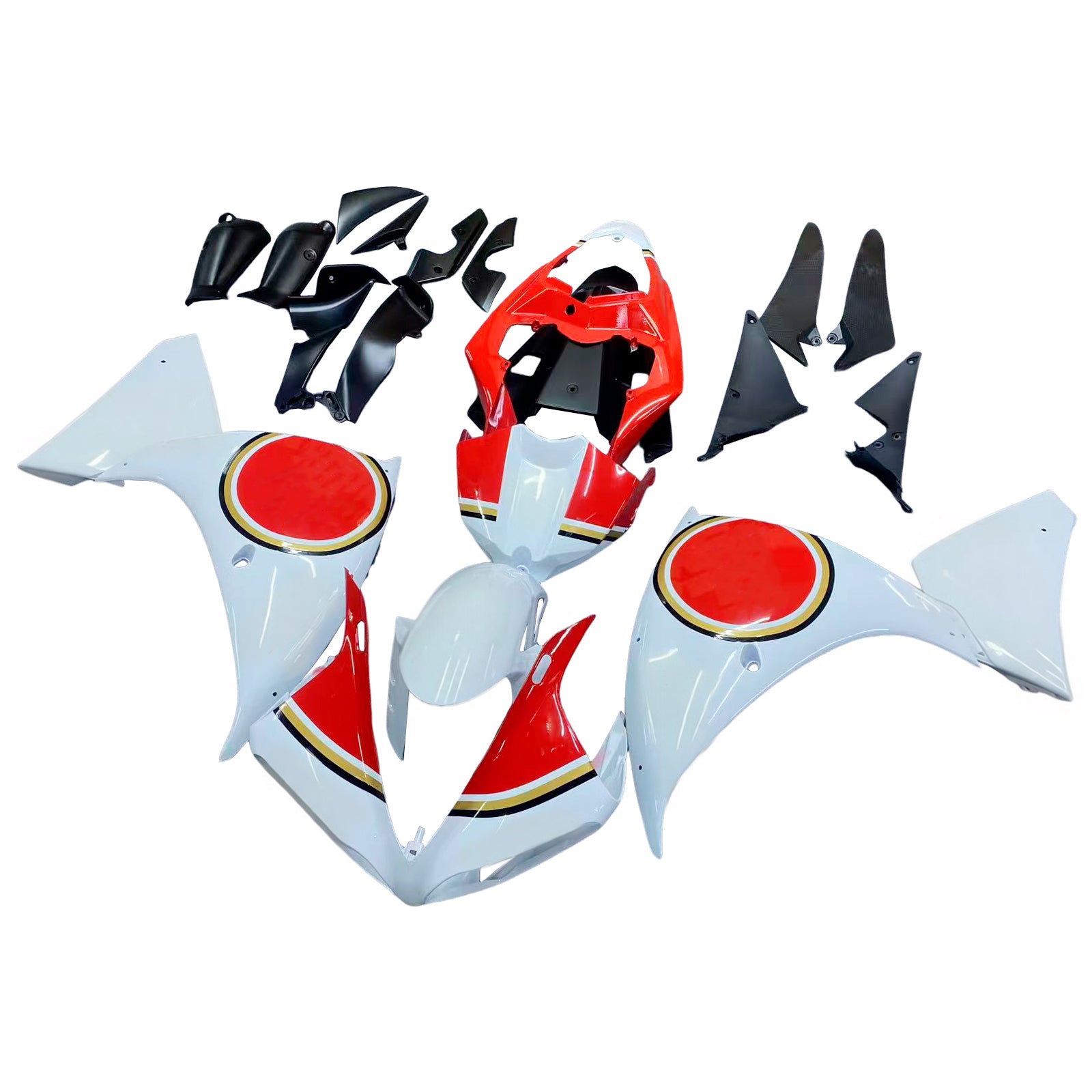 Amotopart 2009-2011 Yamaha YZF 1000 R1 White&Red Lucky Strike Style4 Fairing Kit