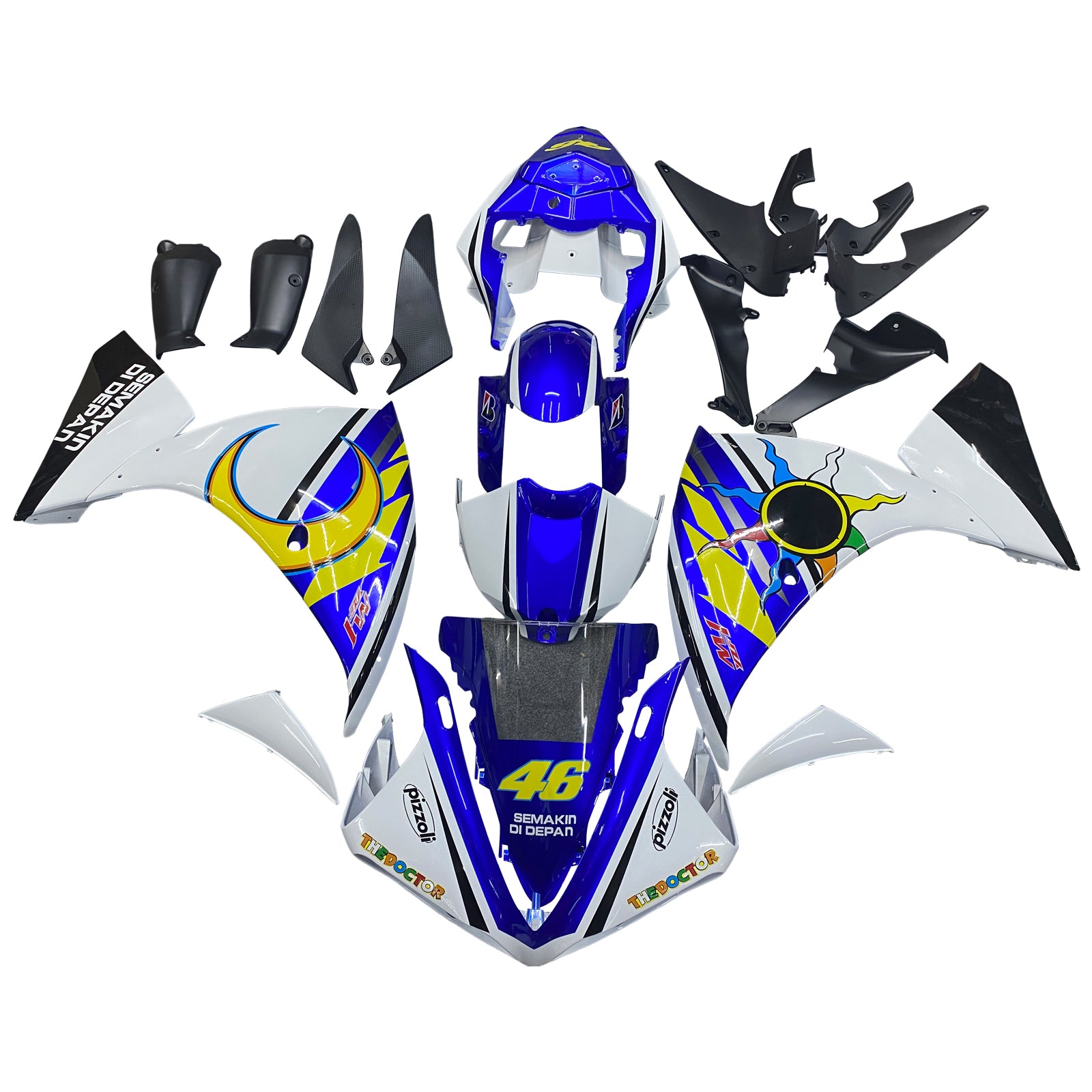 Amotopart ヤマハ YZF 1000 R1 2009-2011 ブルー&ホワイト スタイル 5 フェアリングキット