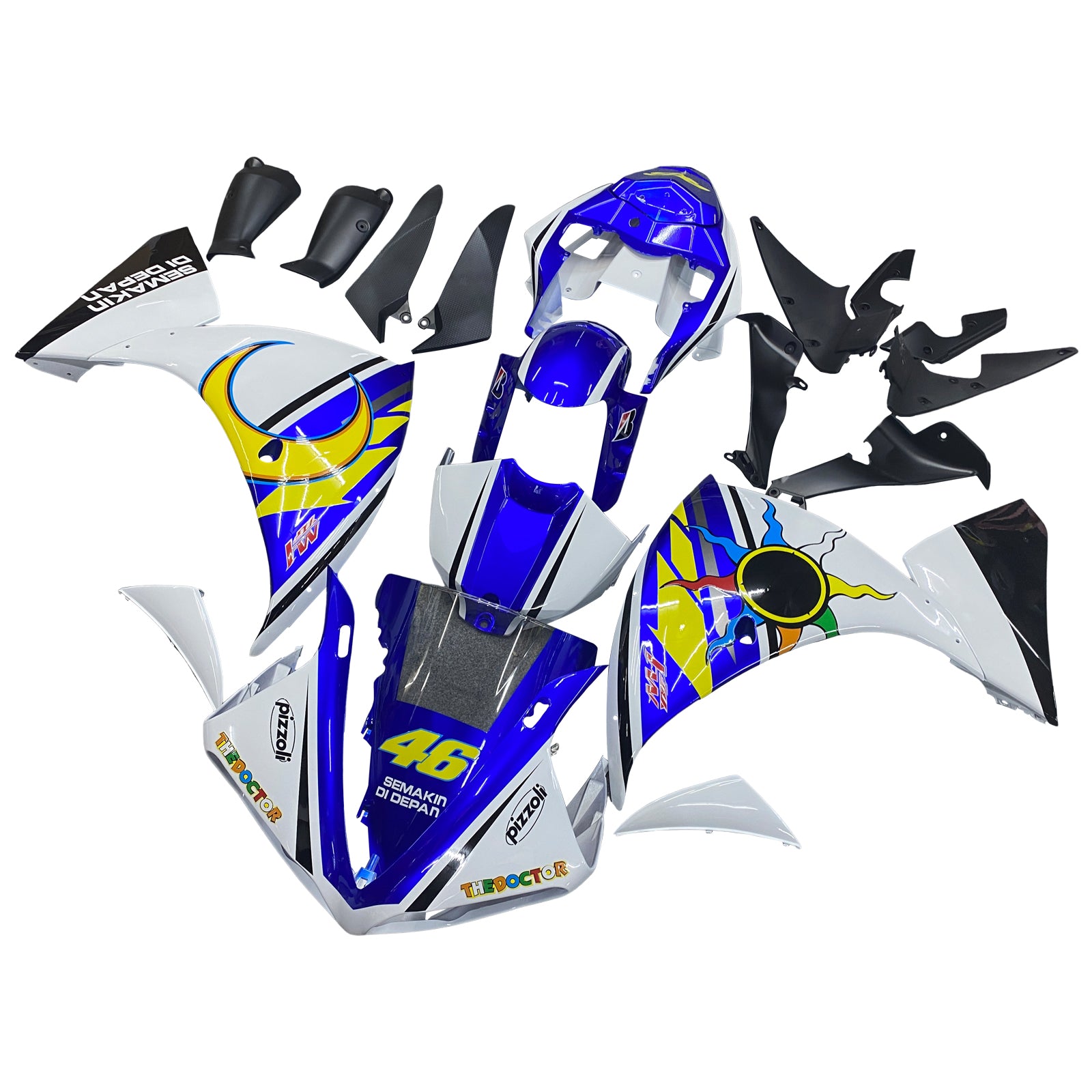 Amotopart Yamaha YZF 1000 R1 2009-2011 Blue&White Style5 Fairing Kit