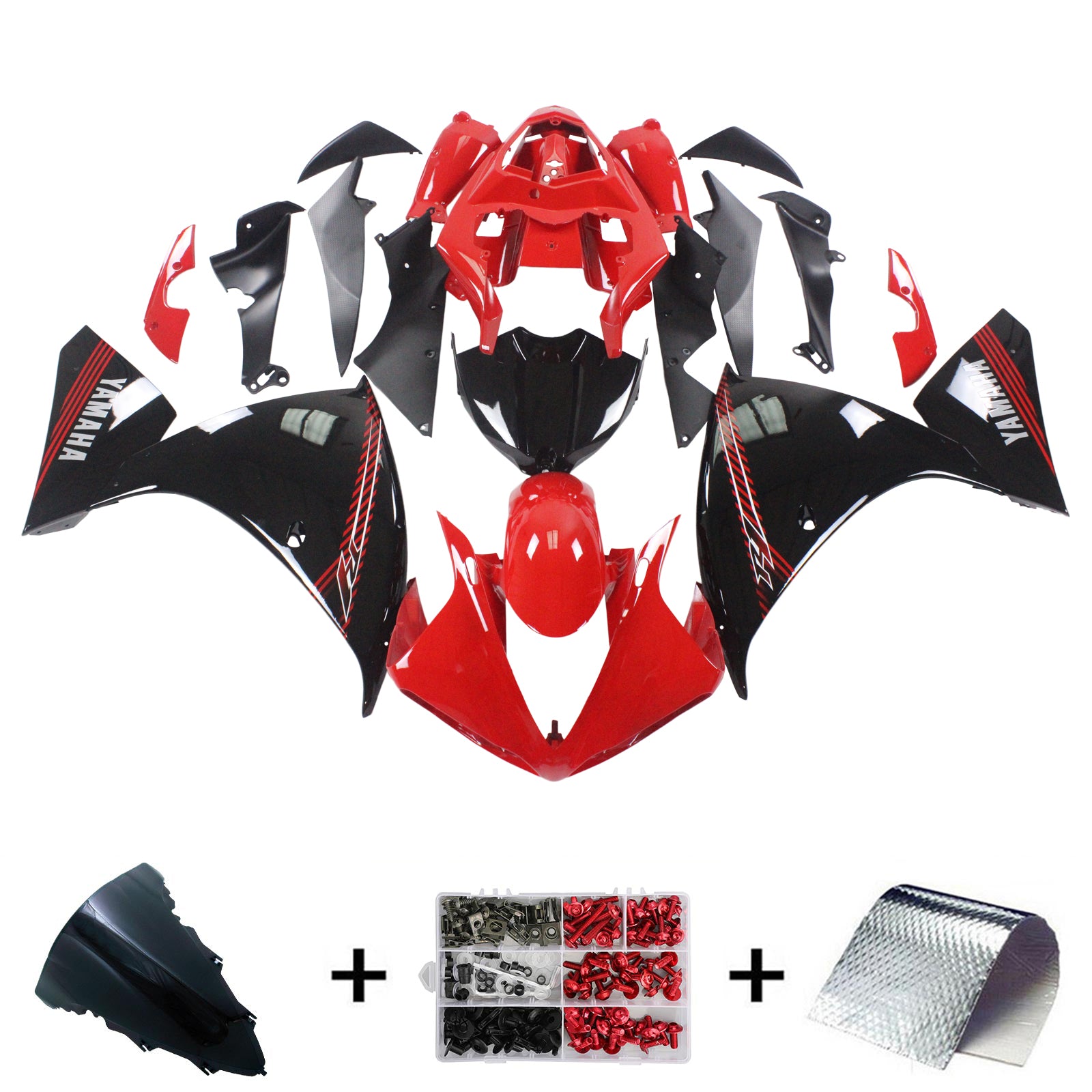 Kit de carénage Amotopart Yamaha 2009-2011 YZF 1000 R1 rouge noir