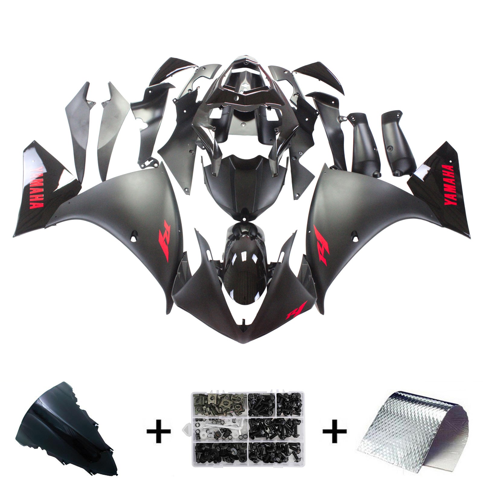 Amotopart Yamaha 2009-2011 YZF 1000 R1 Black Fairing Kit