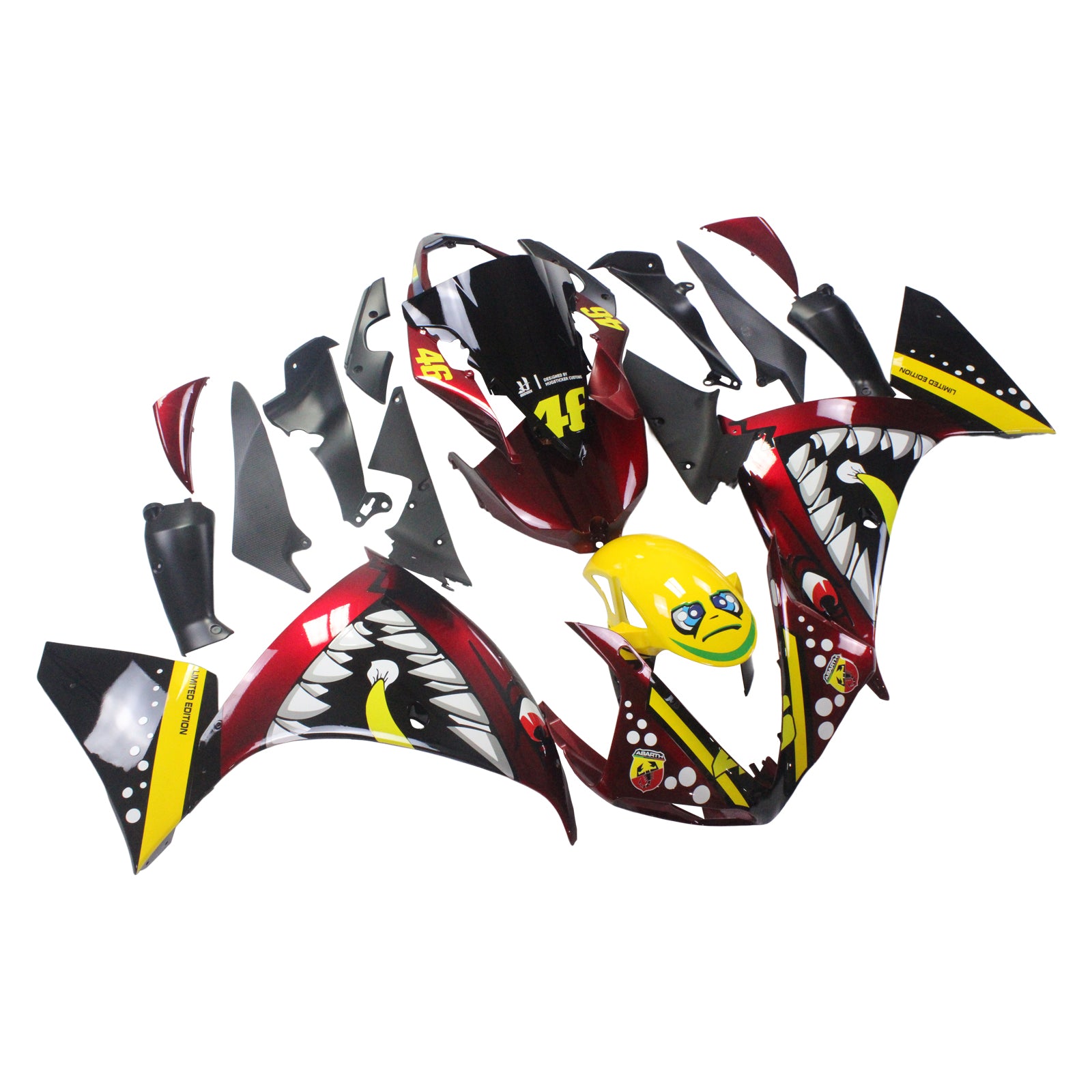 Amotopart Verkleidungsset, Karosserie, Kunststoff, ABS, passend für Yamaha YZF 1000 R1 2009–2011