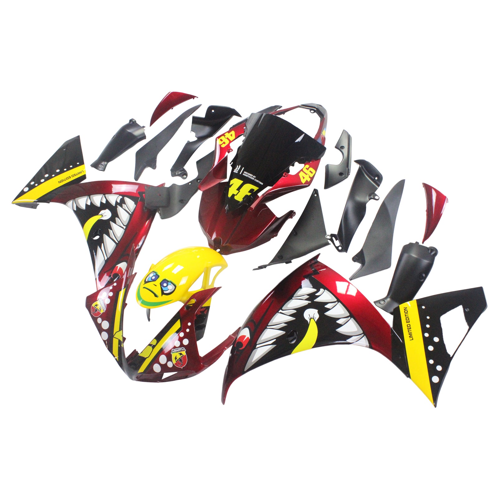 Amotopart Verkleidungsset, Karosserie, Kunststoff, ABS, passend für Yamaha YZF 1000 R1 2009–2011