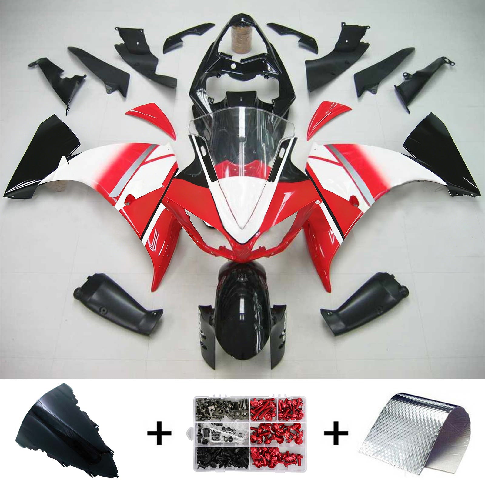 Amotopart Yamaha  2009-2011 YZF 1000 R1 Red White Black Fairing Kit