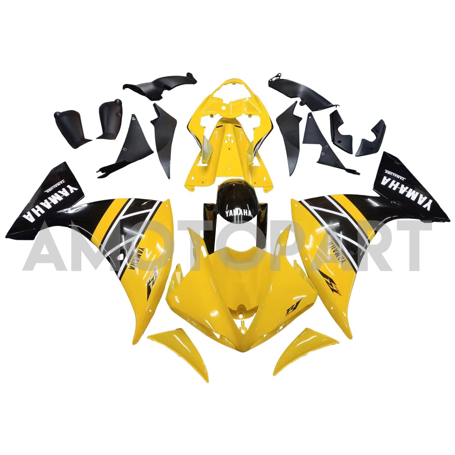 Amotopart 2009-2011 Yamaha YZF 1000 R1 Yellow&Black Fairing Kit