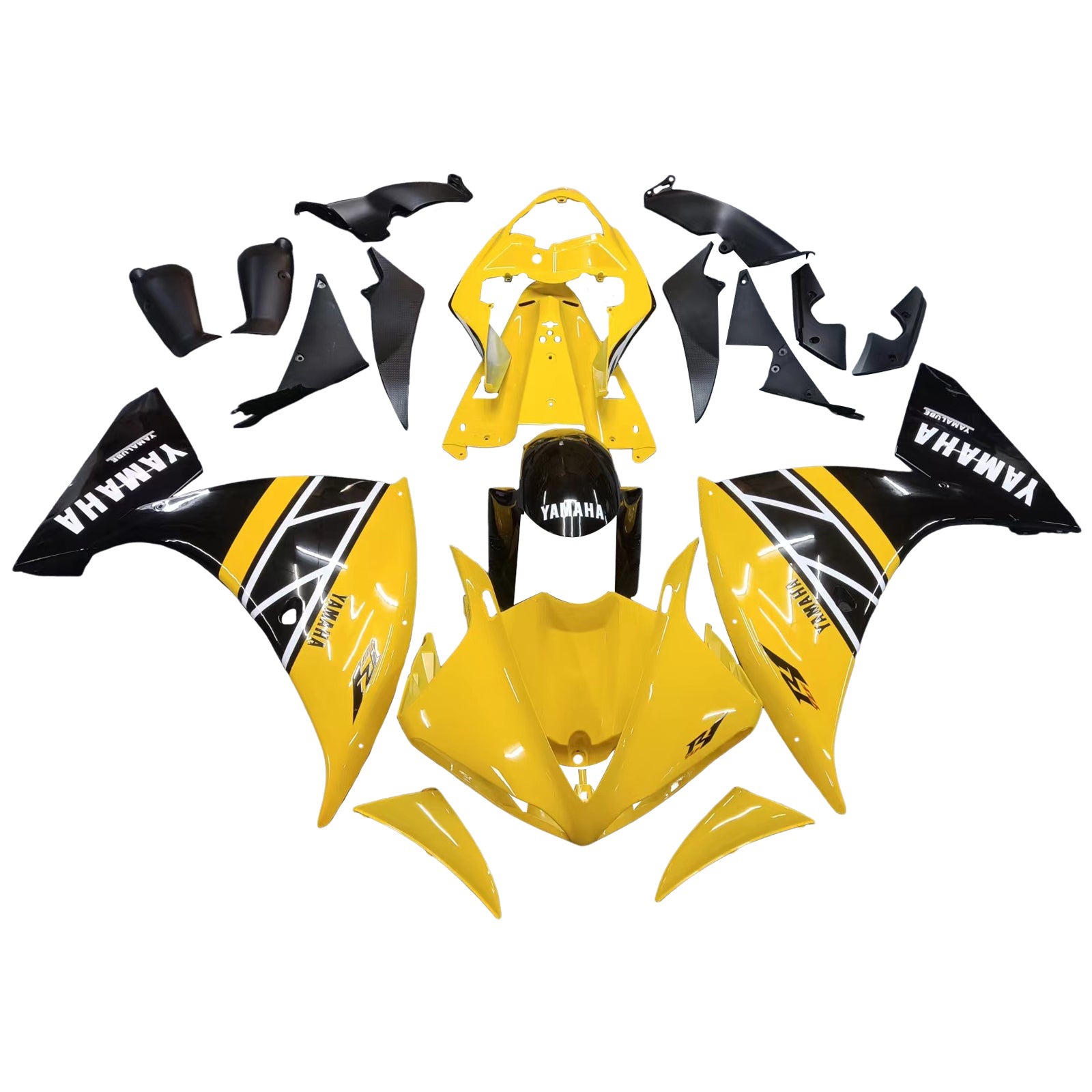 Amotopart 2009-2011 Yamaha YZF 1000 R1 Kit de carénage jaune et noir