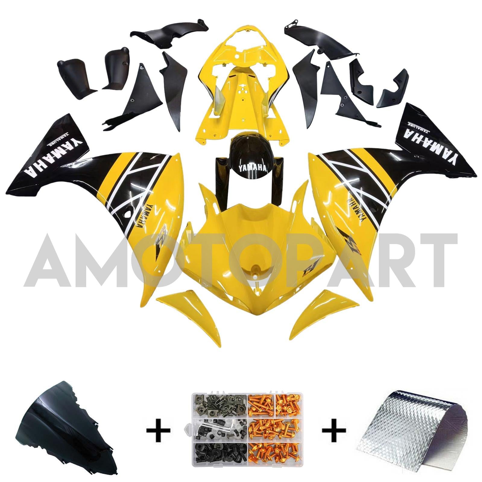 Amotopart 2009-2011 Yamaha YZF 1000 R1 Yellow&Black Fairing Kit