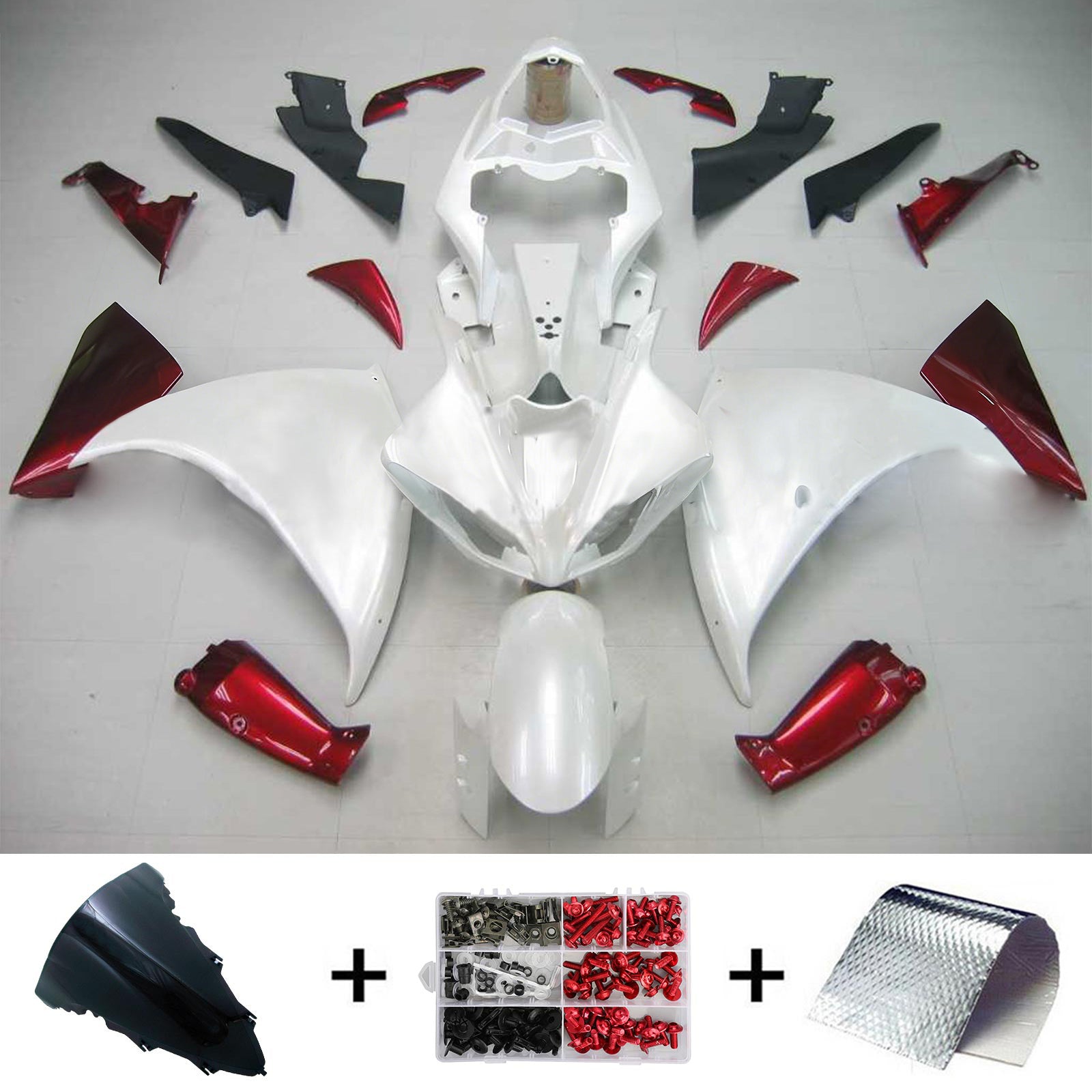 Amotopart Yamaha 2009-2011 YZF 1000 R1 White Fairing Kit