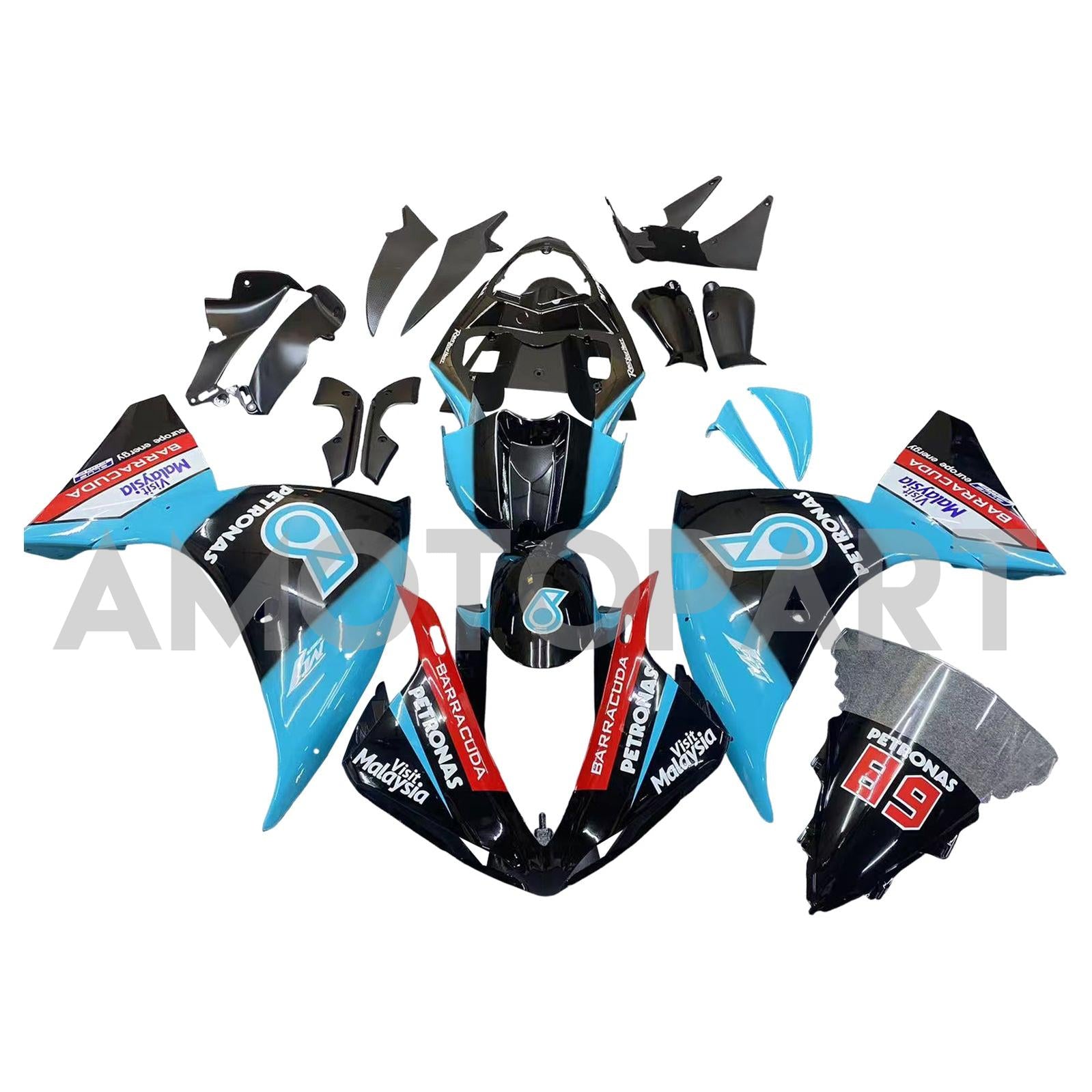 Amotopart Yamaha YZF 1000 R1 2009-2011 Petronas Blue Fairing Kit