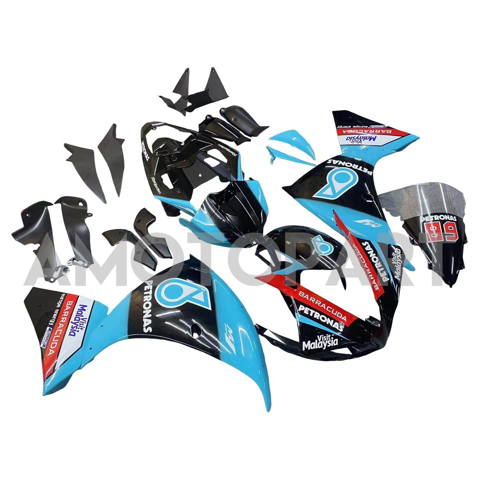 Amotopart ヤマハ YZF 1000 R1 2009-2011 ペトロナス ブルー フェアリングキット