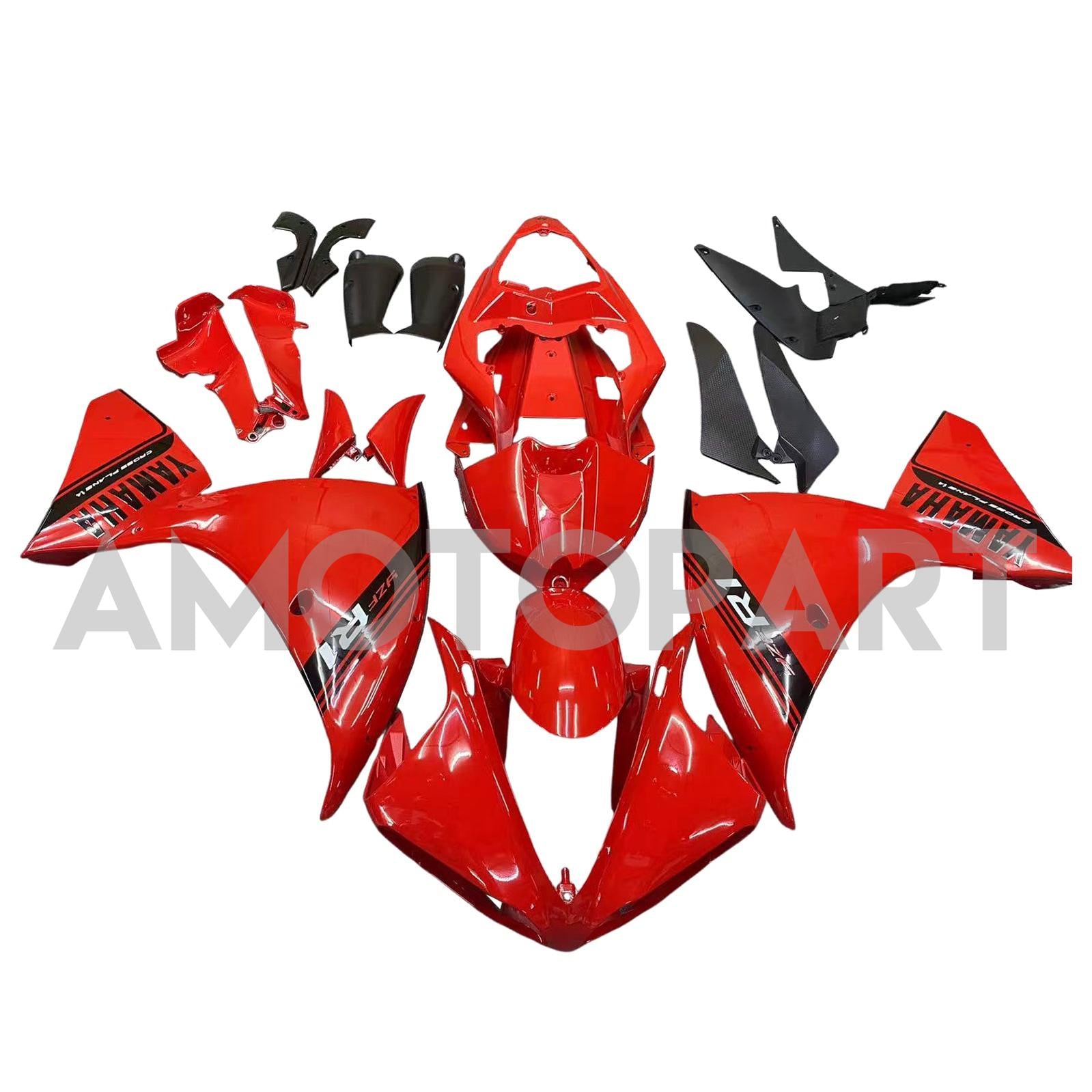 Amotopart 2009-2011 Yamaha YZF 1000 R1 Red with Black Accent Fairing Kit