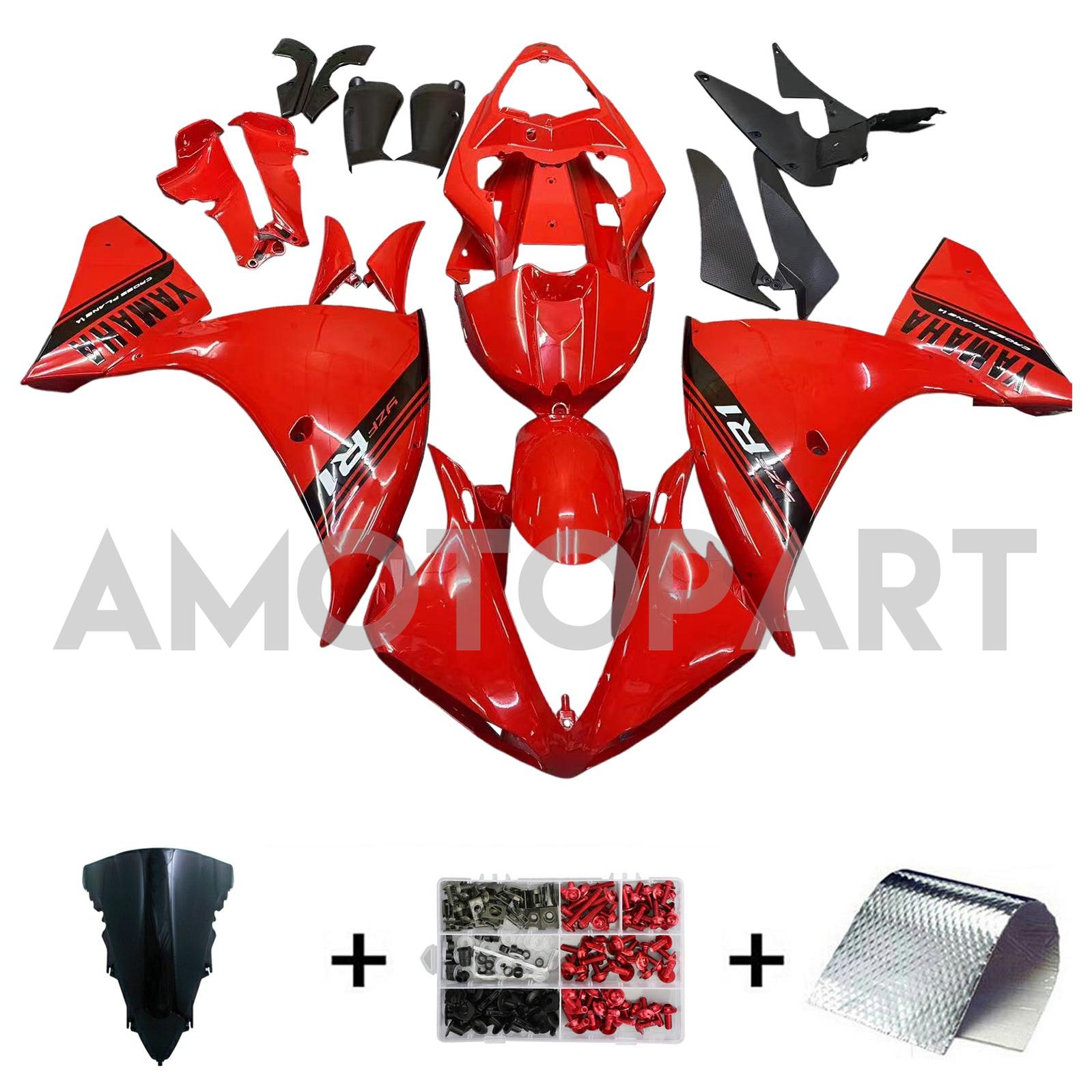 Amotopart 2009-2011 Yamaha YZF 1000 R1 Red with Black Accent Fairing Kit