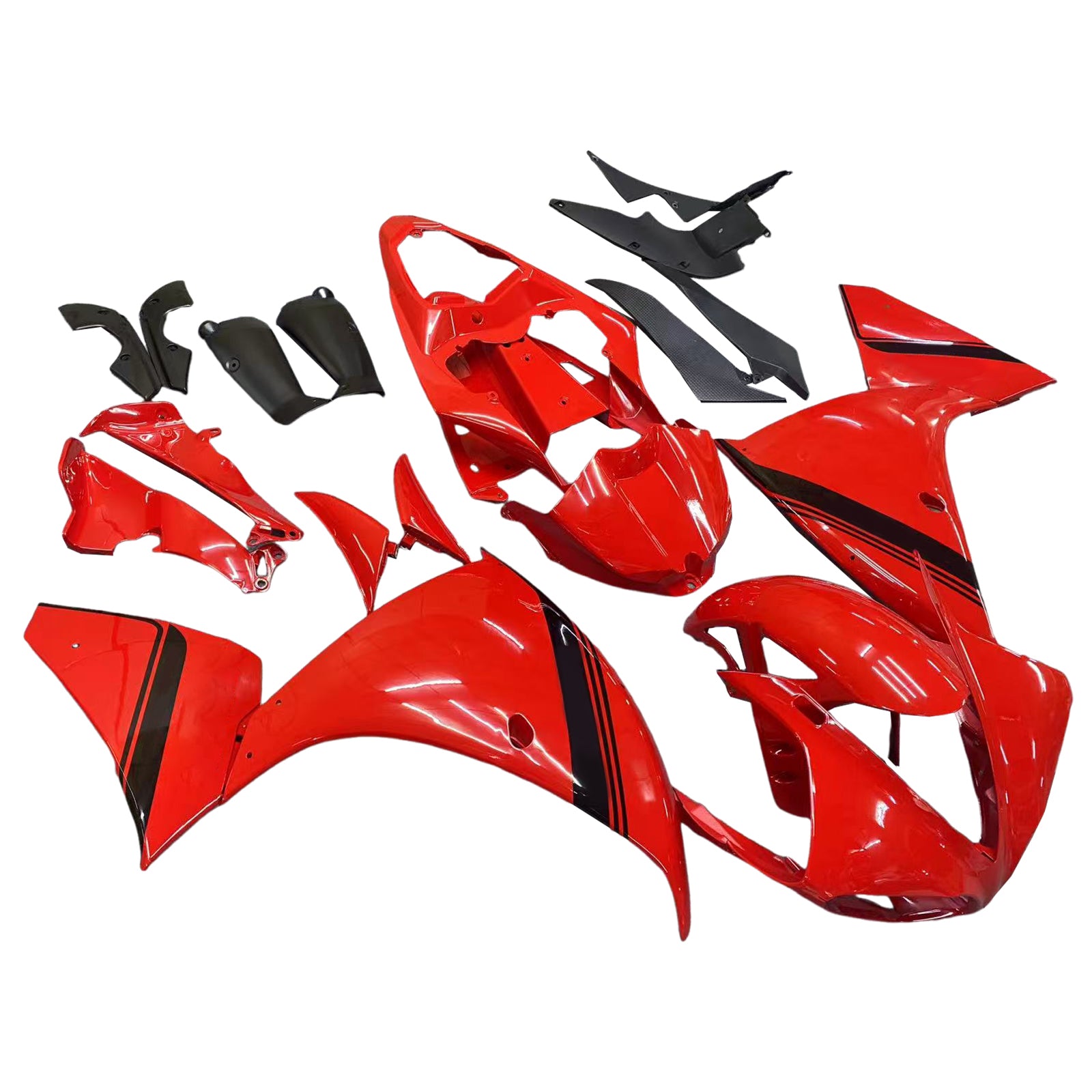 Amotopart 2009-2011 Yamaha YZF 1000 R1 Rød med sort accent-fairing kit