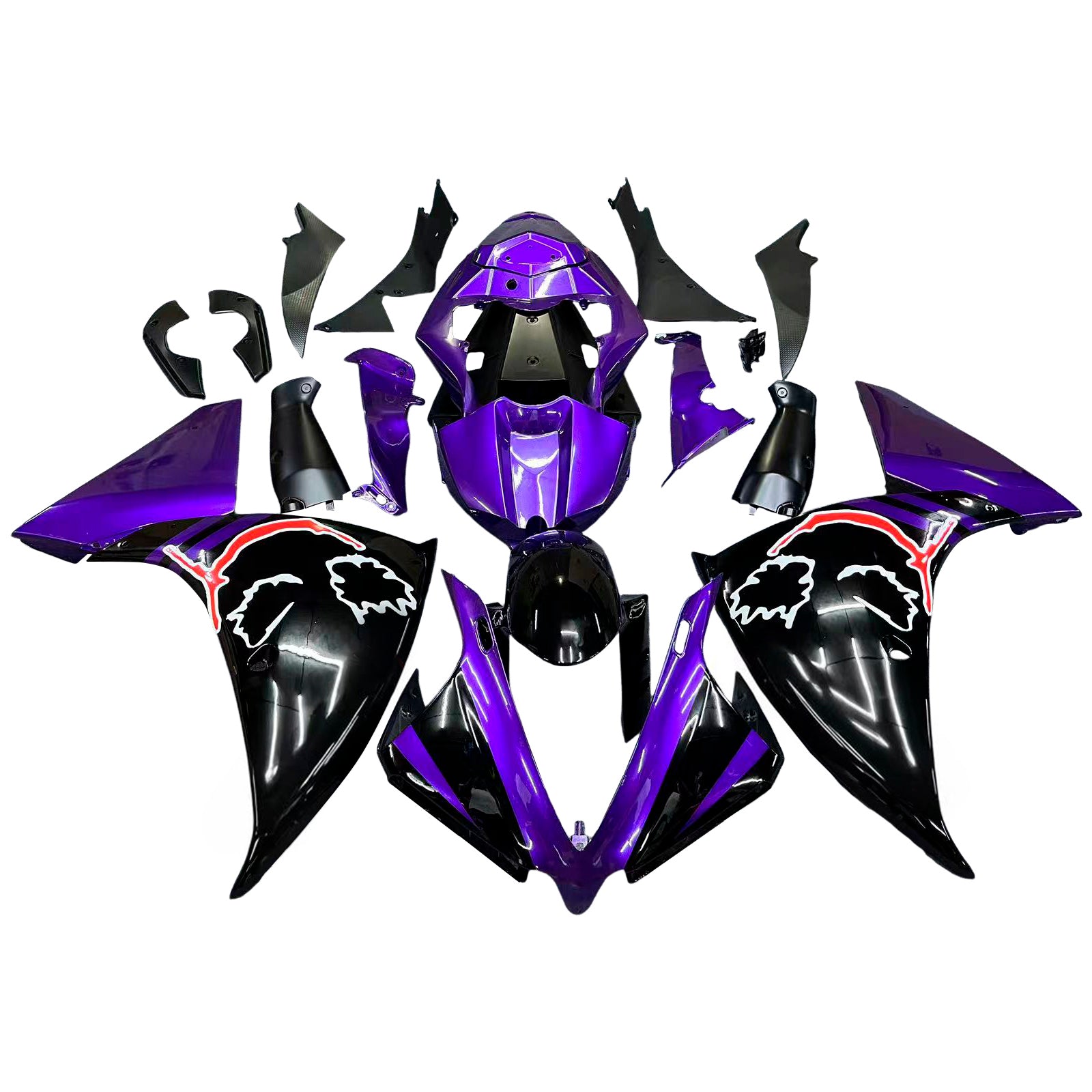 Amotopart 2009-2011 Yamaha YZF 1000 R1 Gloss Purple con kit carenatura grafica