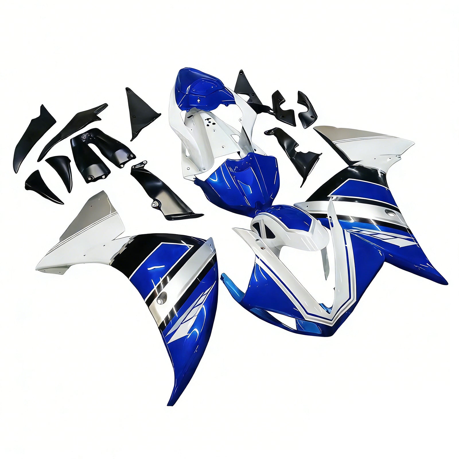 Amotopart 2009-2011 Yamaha YZF 1000 R1 Bleu&Kit de carénage blanc avec logo