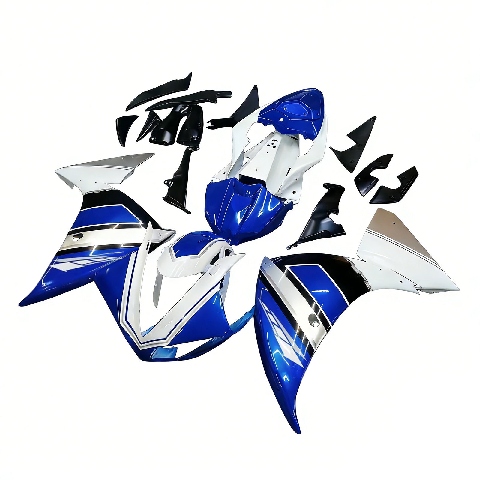 Amotopart 2009-2011 Yamaha YZF 1000 R1 Bleu&Kit de carénage blanc avec logo