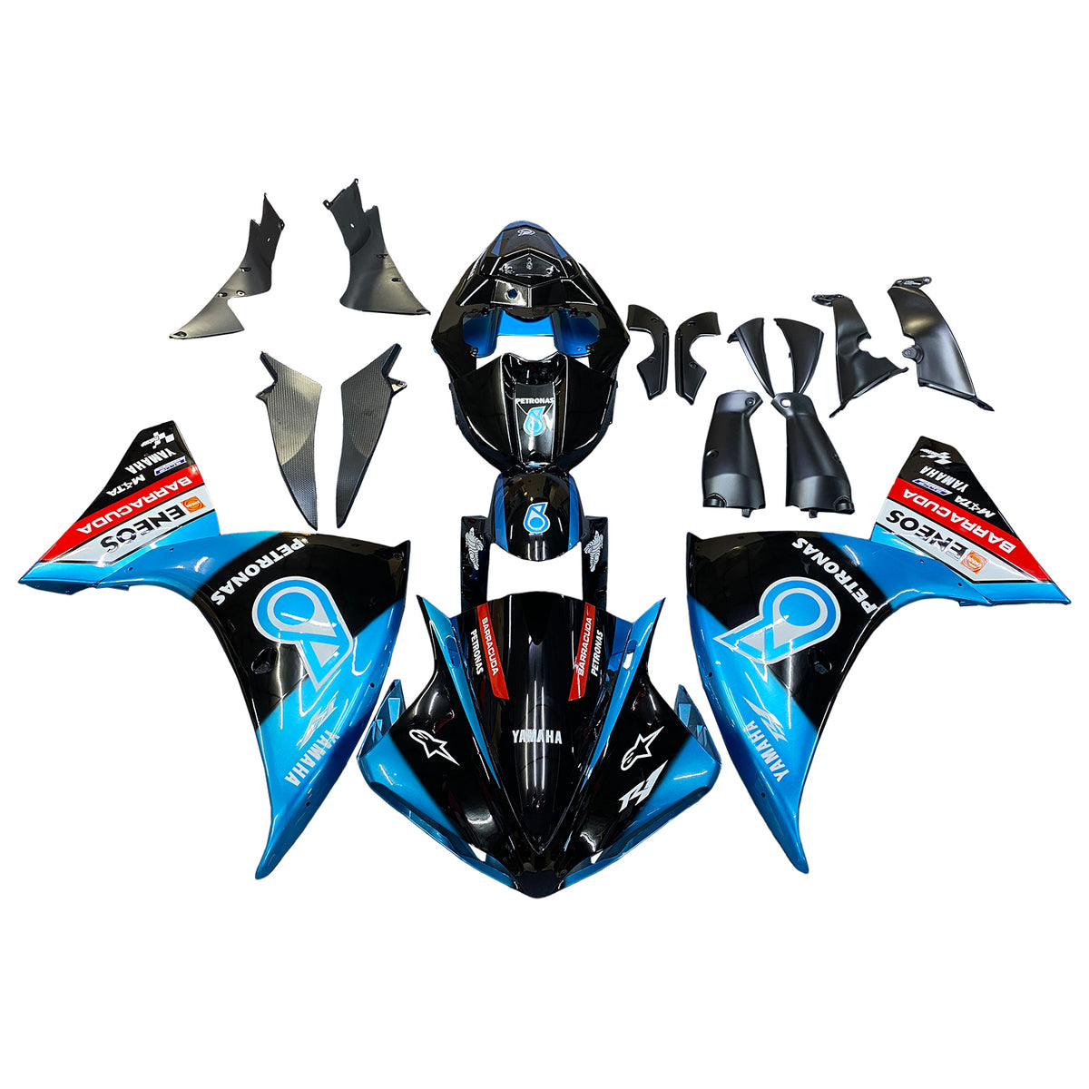 Amotopart 2012-2014 ヤマハ YZF 1000 R1 ブラック ライトブルー フェアリングキット