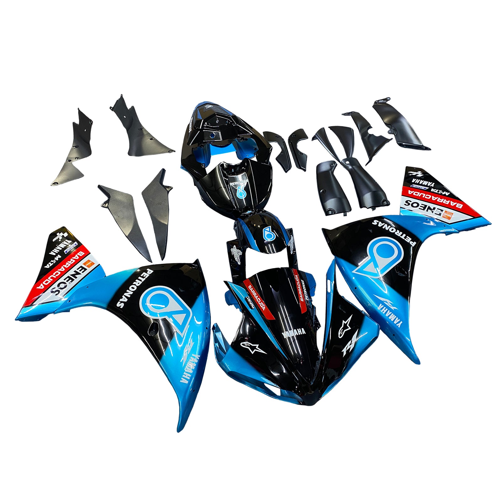 Amotopart 2012-2014 Yamaha YZF 1000 R1 Black Light Blue Fairing Kit