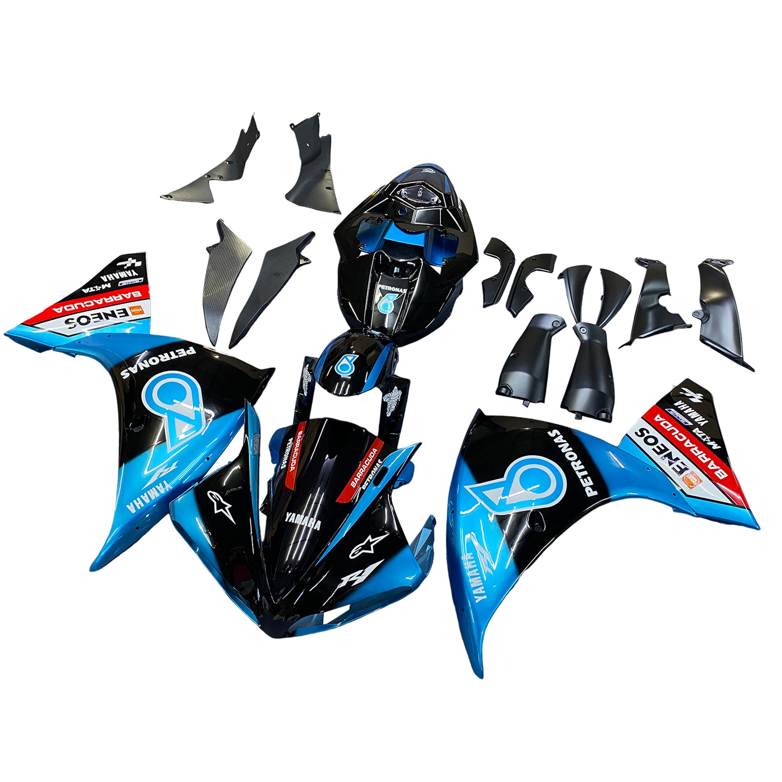 Amotopart 2012-2014 Yamaha YZF 1000 R1 Black Light Blue Fairing Kit