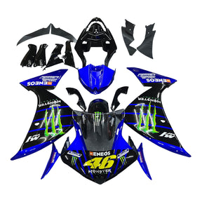 Amotopart 2009–2011 Yamaha YZF 1000 R1 Schwarz und Blau mit Monster-Logo-Verkleidungsset