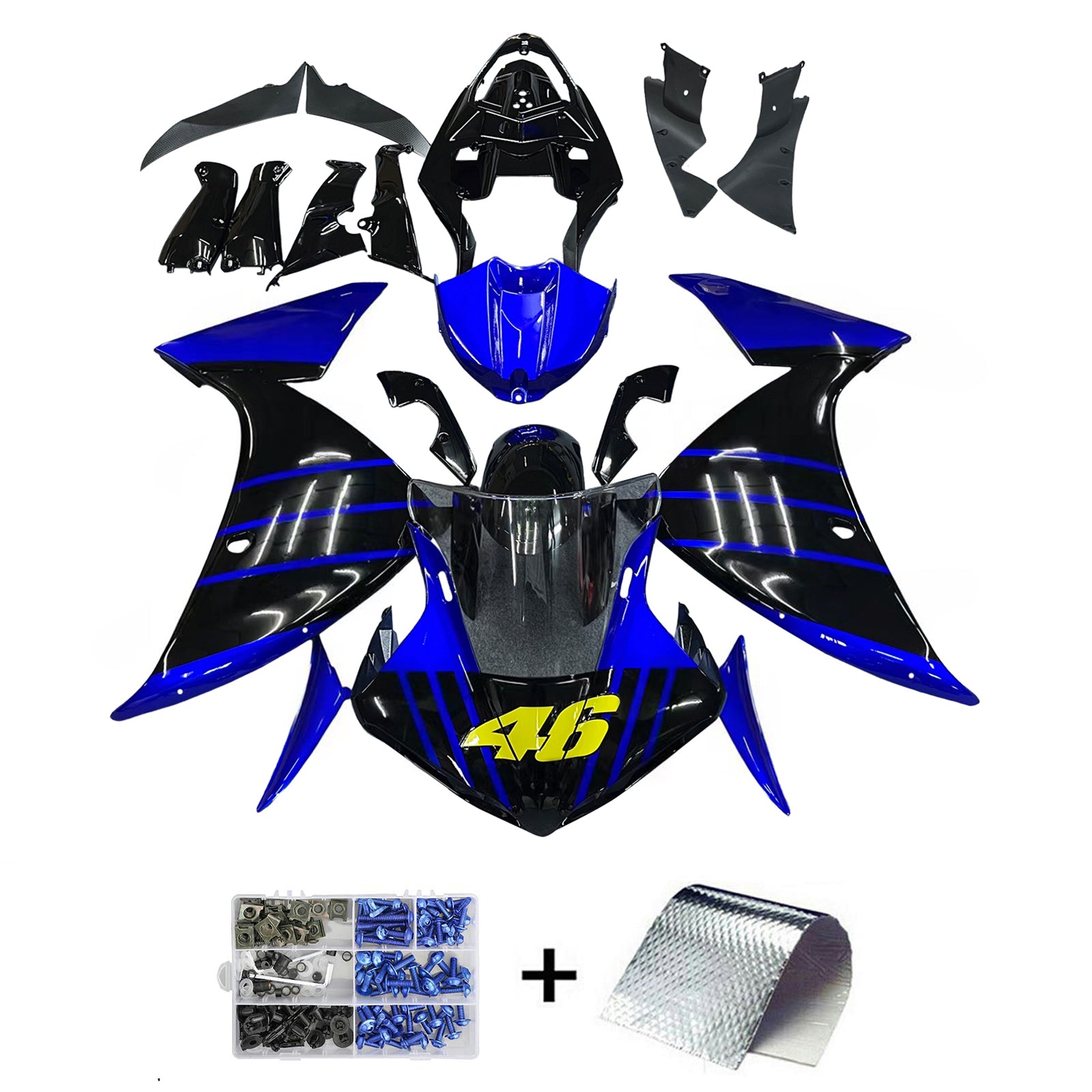 Amotopart 2009-2011 Yamaha YZF 1000 R1 Black&Blue  Fairing Kit