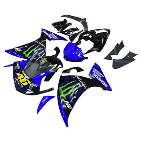 Amotopart 2009–2011 Yamaha YZF 1000 R1 Schwarz und Blau mit Monster-Logo-Verkleidungsset