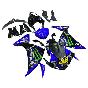 Amotopart 2009-2011 Yamaha YZF 1000 R1 Nero&amp;Blu con kit carenatura Monster Logo