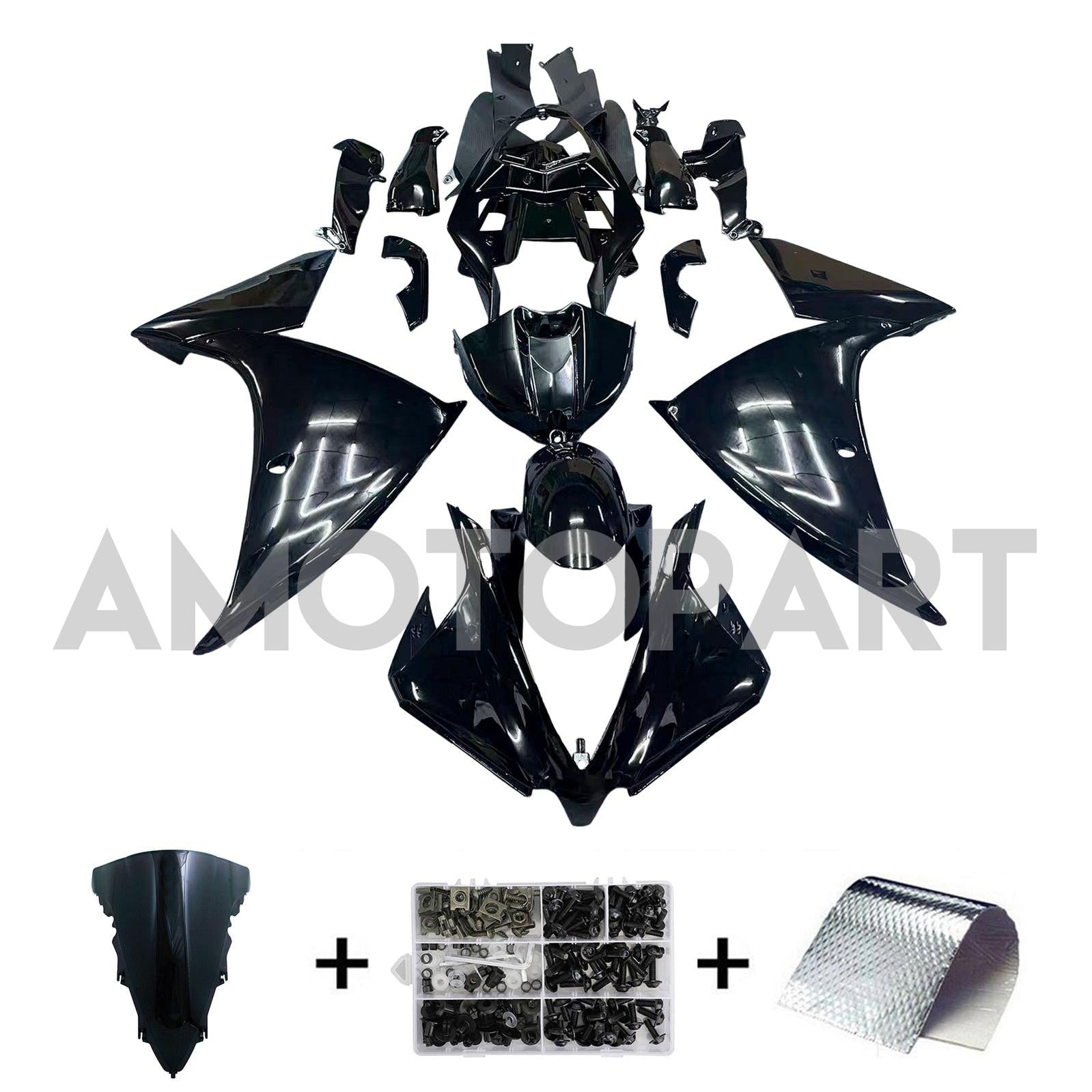 Amotopart 2009-2011 Yamaha YZF 1000 R1 Nomal Black Fairing Kit
