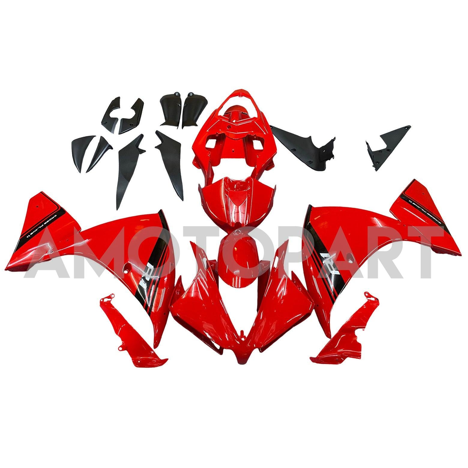 Amotopart 2012–2014 Yamaha R1 Verkleidung, Rot&Schwarzes Kit