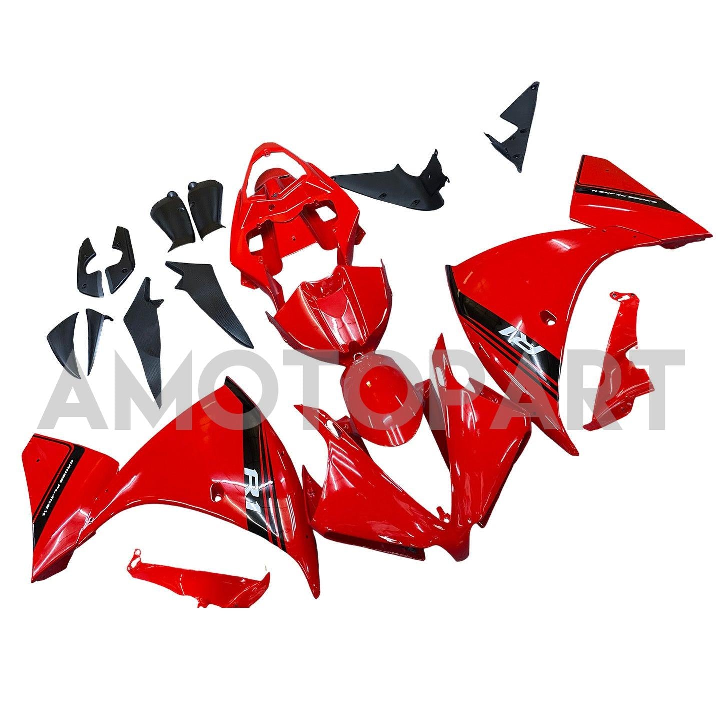 Amotopart 2012–2014 Yamaha R1 Verkleidung, Rot&Schwarzes Kit