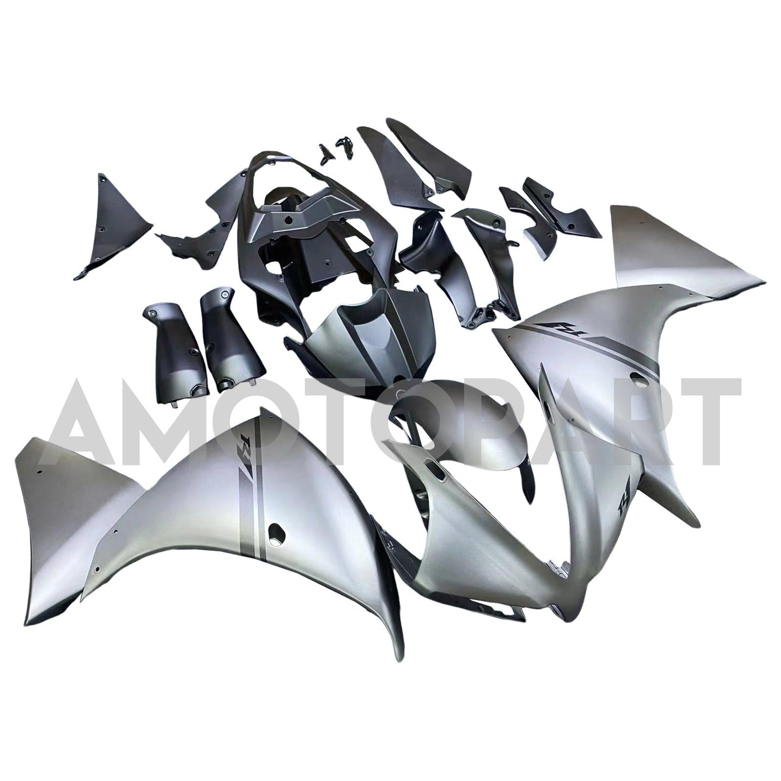 Amotopart 2012-2014 Yamaha R1 Fairing Matte Sliver Black Kit