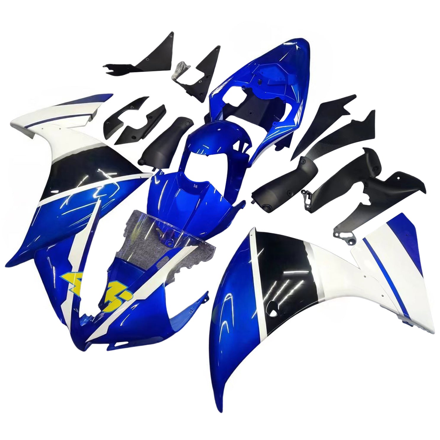 Amotopart 2012-2014 Yamaha R1 Fairing Blue&White Style7 Kit