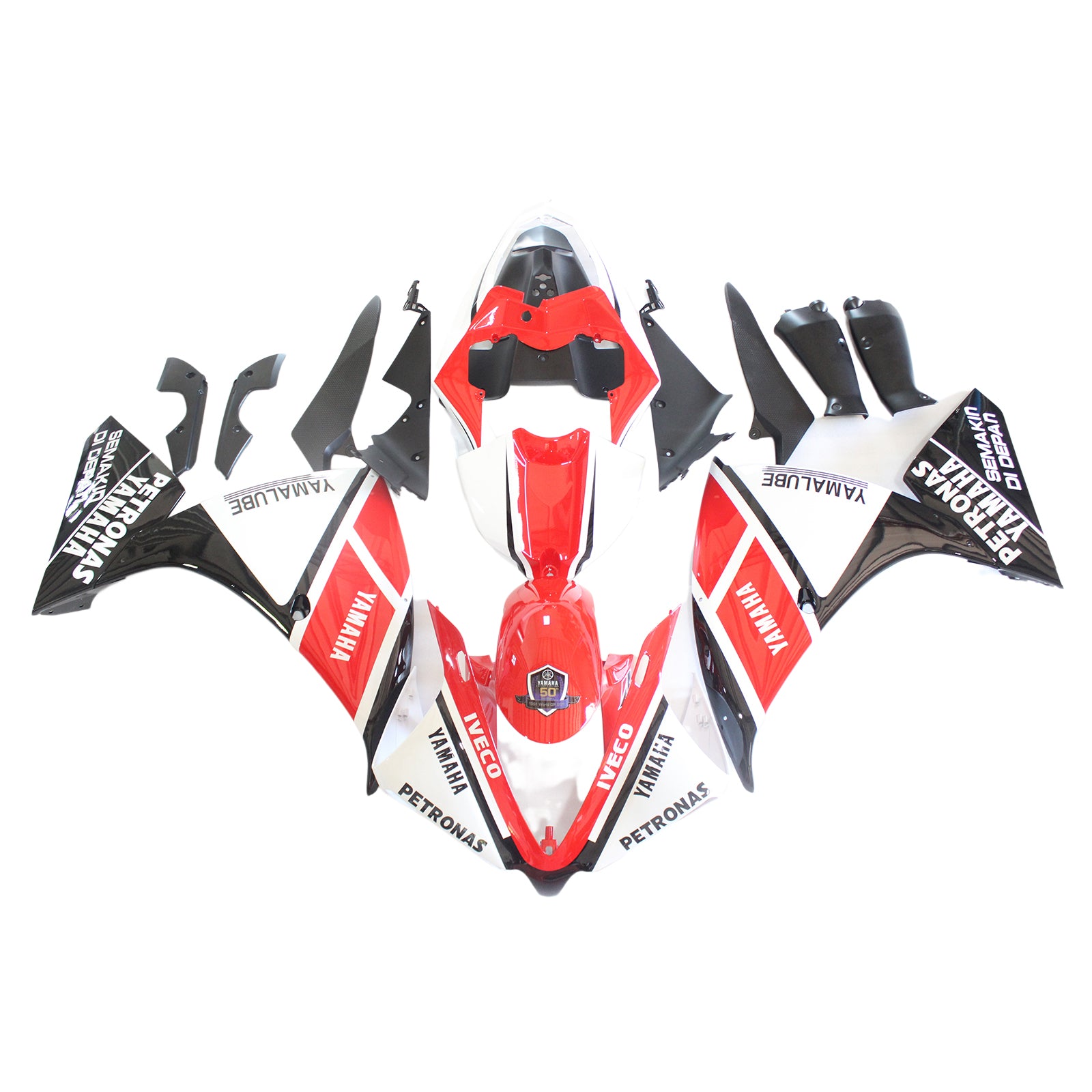 Amotopart Yamaha 2012–2014 YZF 1000 R1 Weiß-Rot-Verkleidungsset