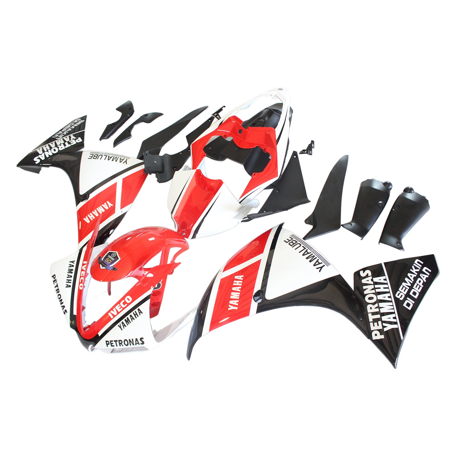 Amotopart Yamaha 2012–2014 YZF 1000 R1 Weiß-Rot-Verkleidungsset