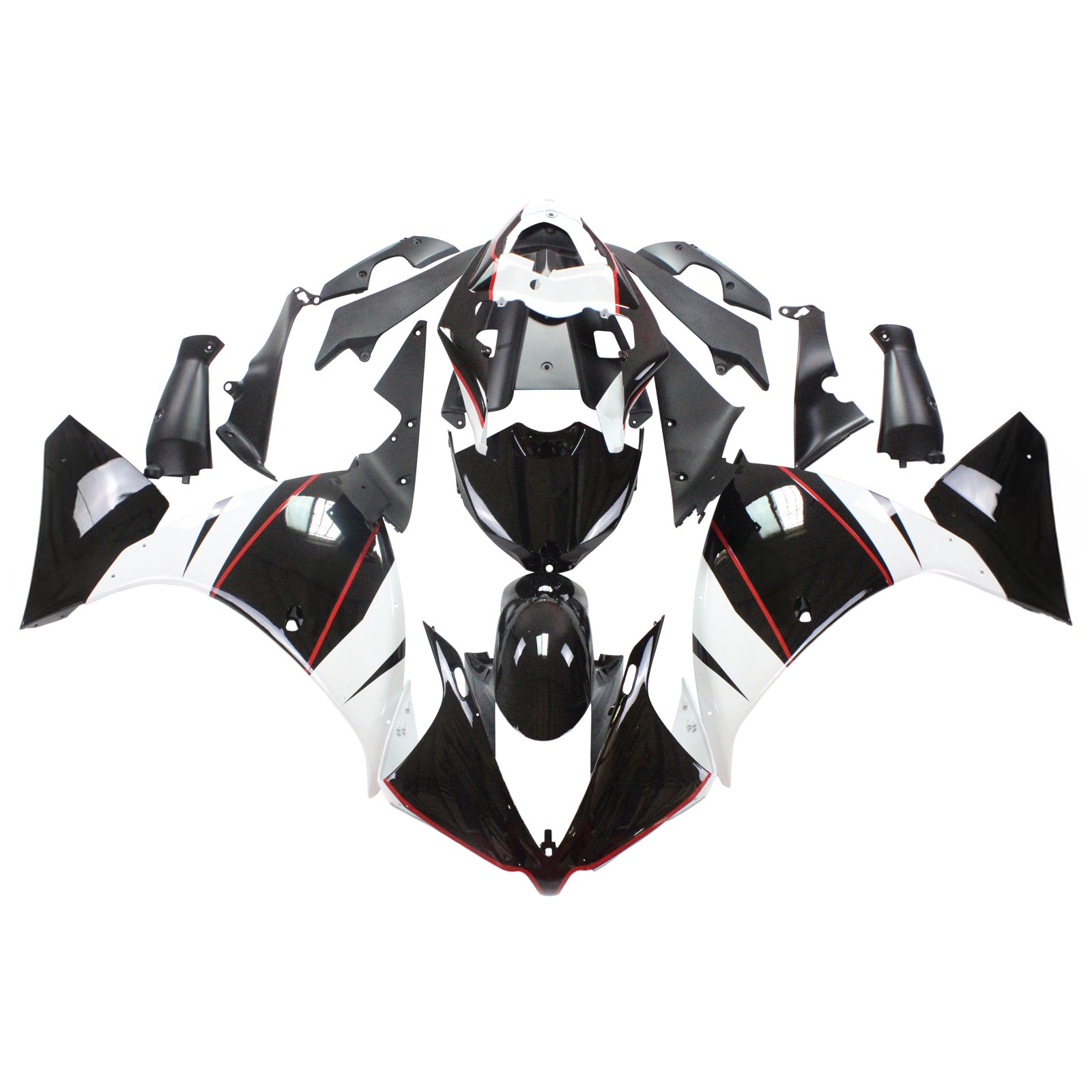 Amotopart Yamaha 2012-2014 YZF 1000 R1 Black White Fairing Kit